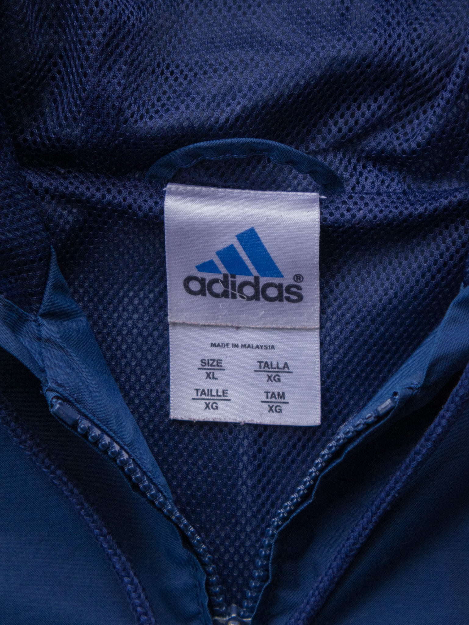 Vintage 00s Navy Adidas Windbreaker Hooded Jacket (XL)