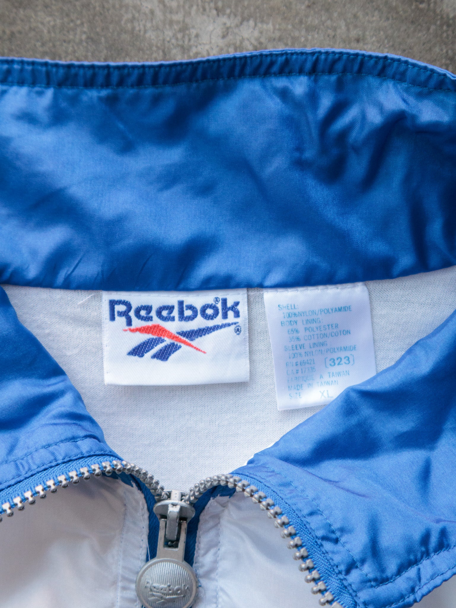 Vintage 90s Blue & White Reebok Track Jacket (XL)