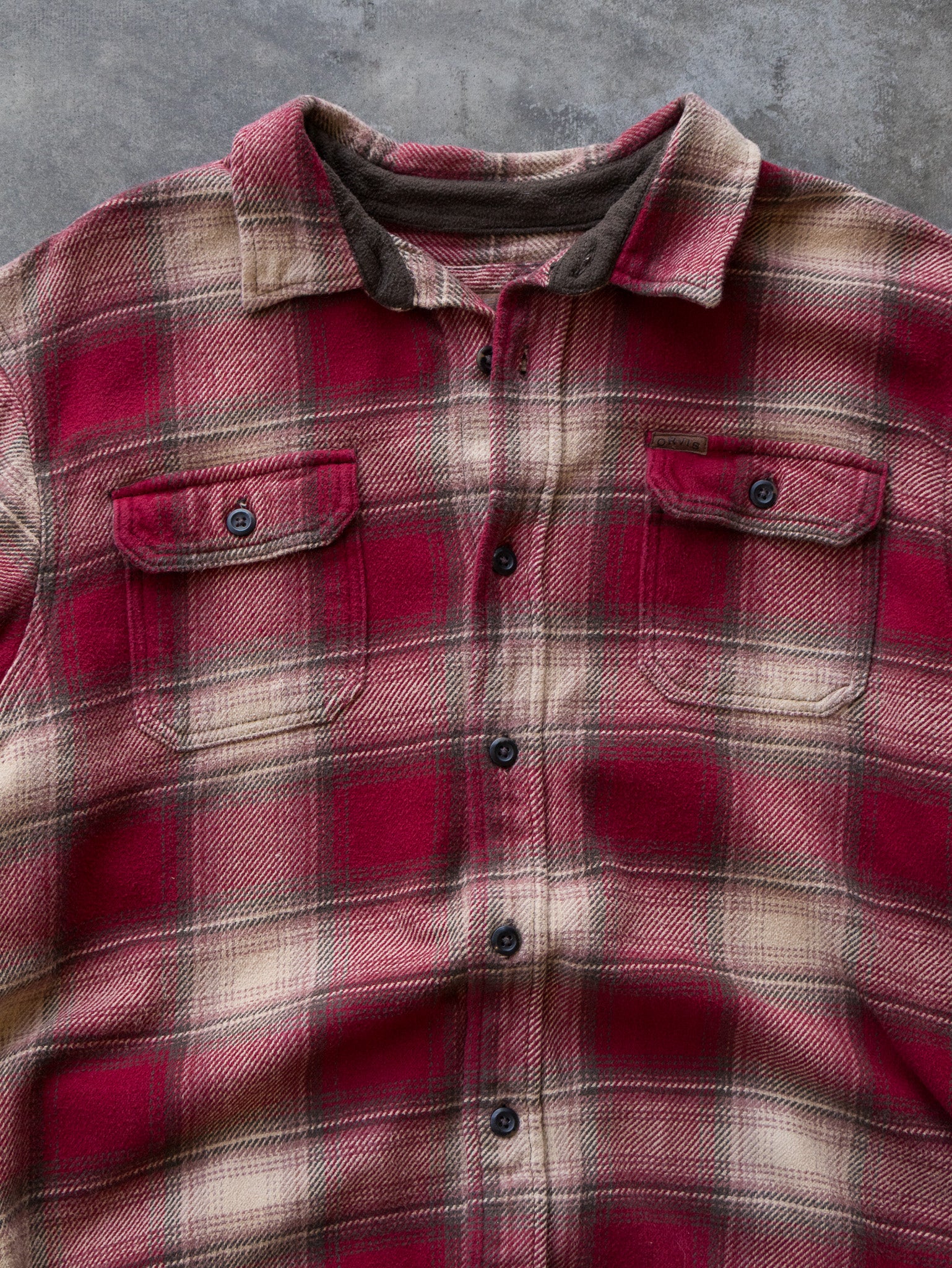 Vintage Orvis Red Check Flannel Shirt (XL)