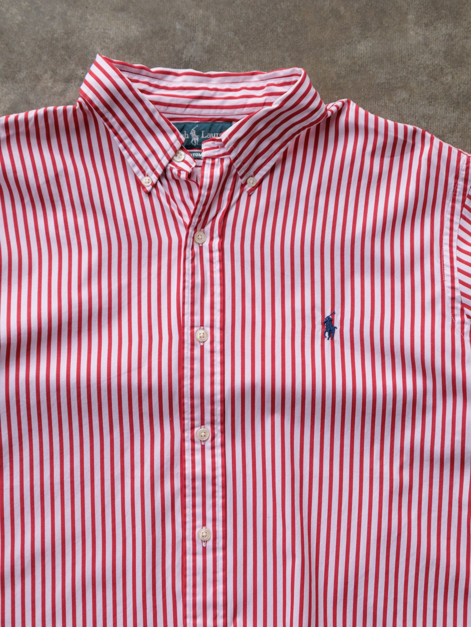 Vintage Red Striped Ralph Lauren Shirt (XL)