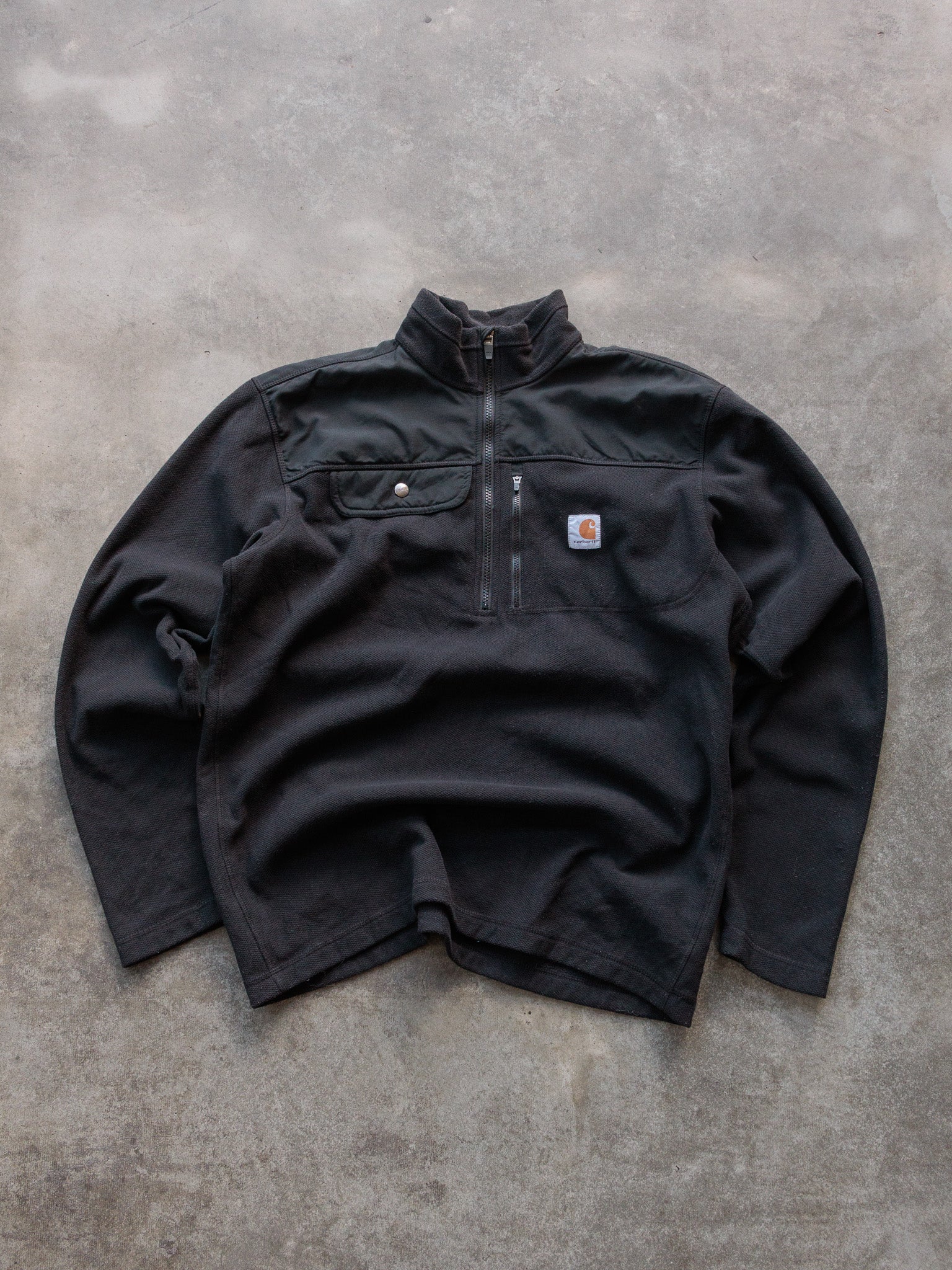 Vintage Black Carhartt Fleece Quarter Zip (M)