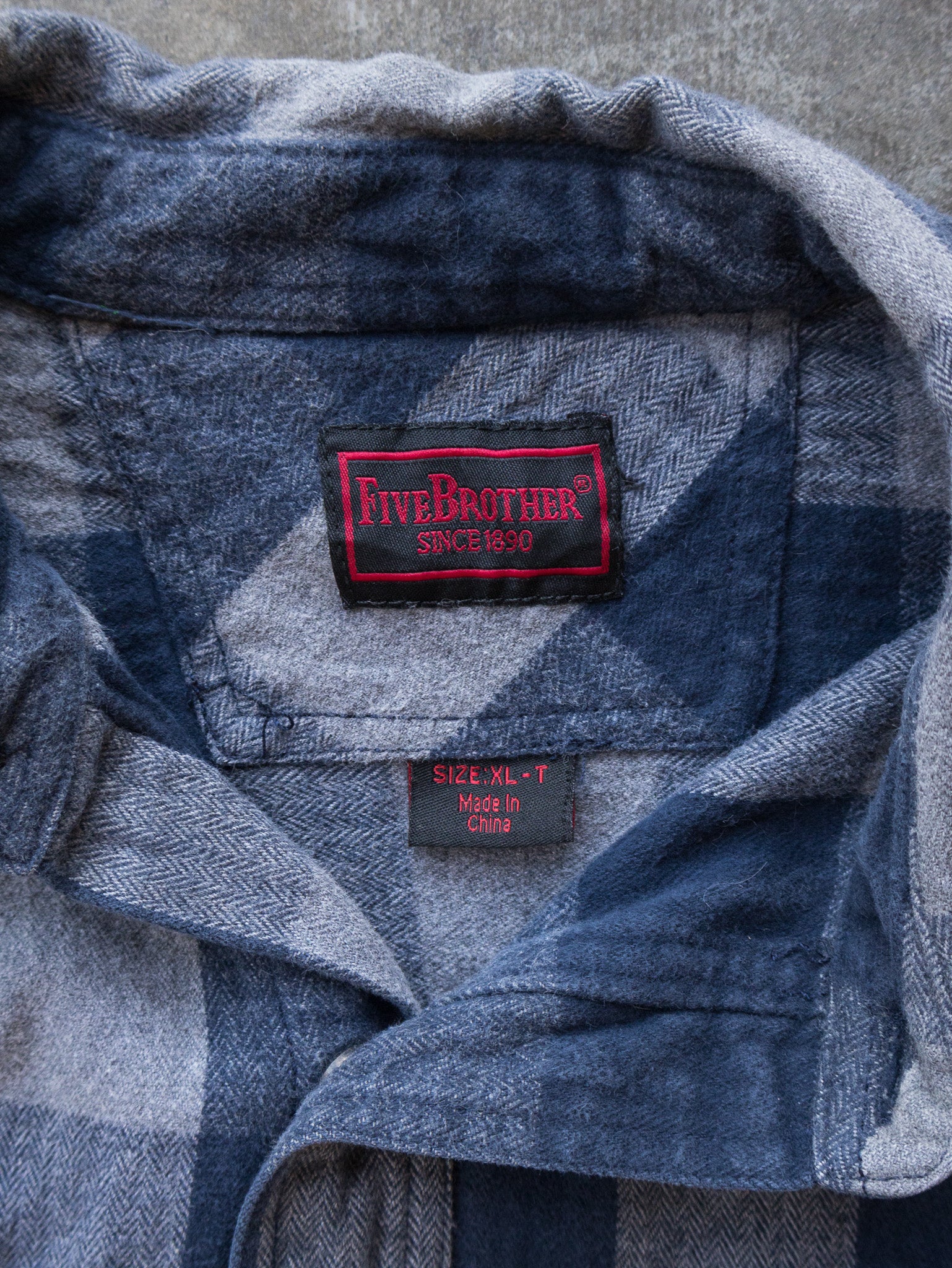 Vintage Five Brother Navy Check Flannel Shirt (XL)