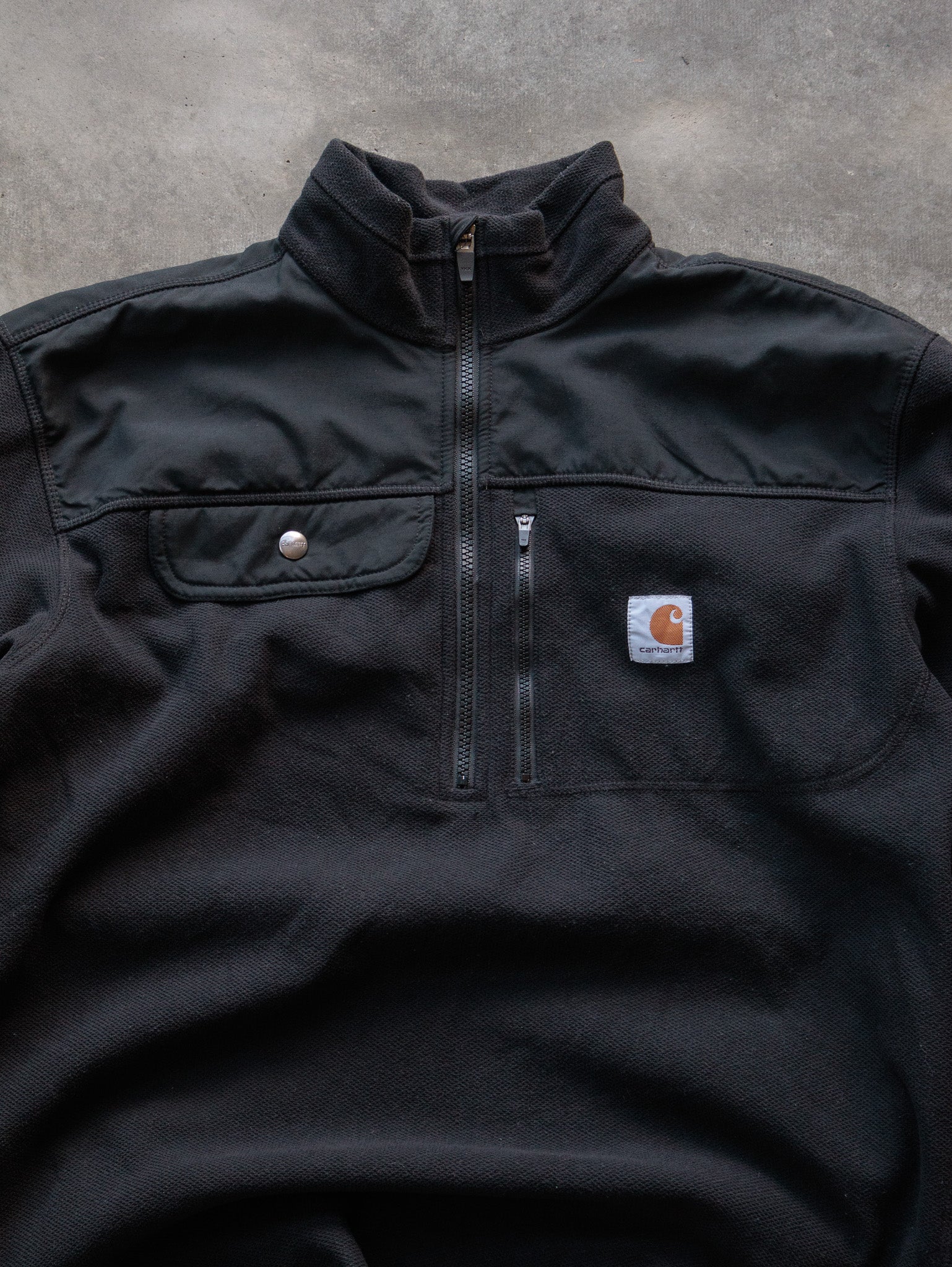 Vintage Black Carhartt Fleece Quarter Zip (M)