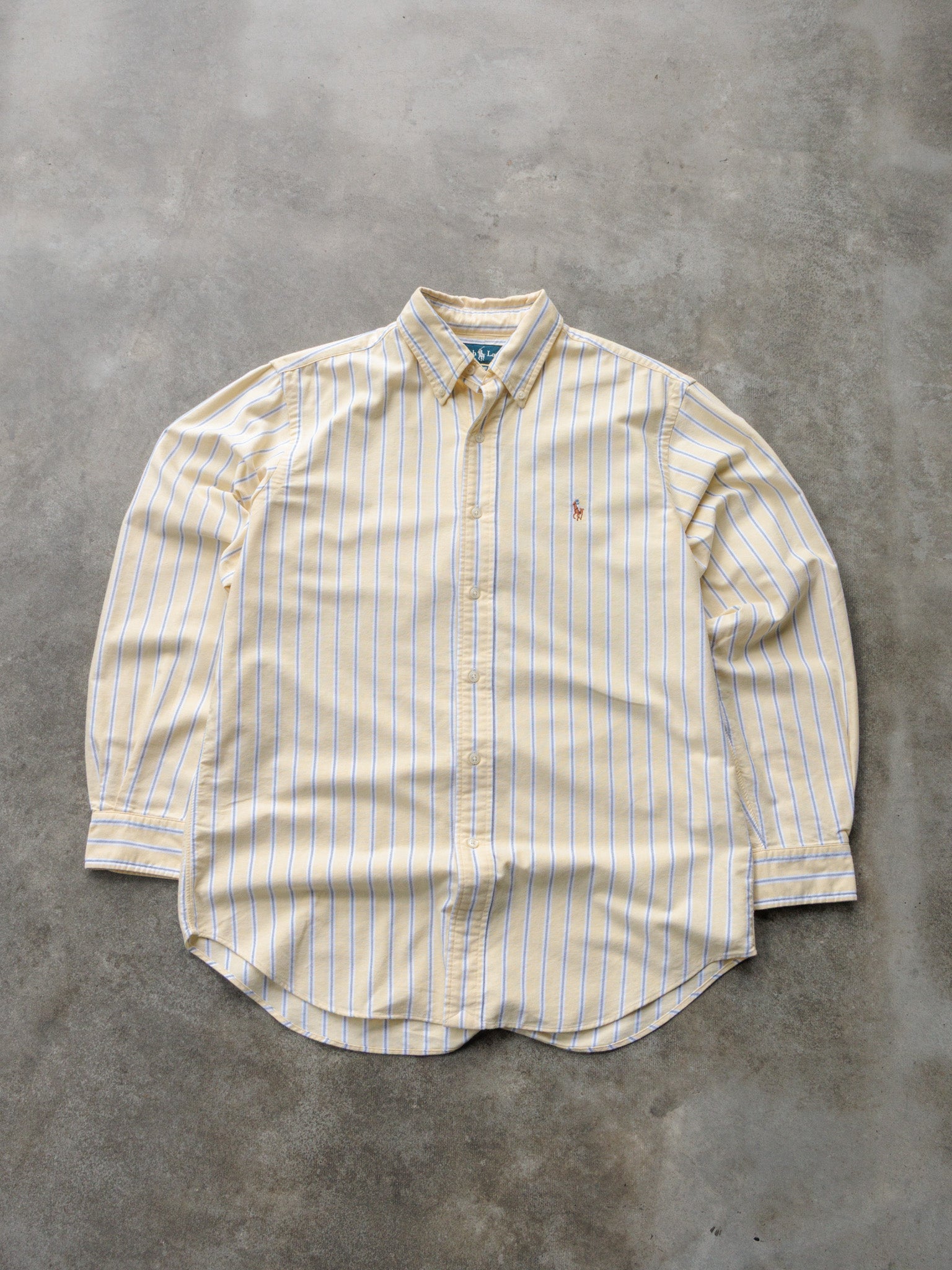 Vintage 00s Yellow Striped Ralph Lauren Shirt (M)