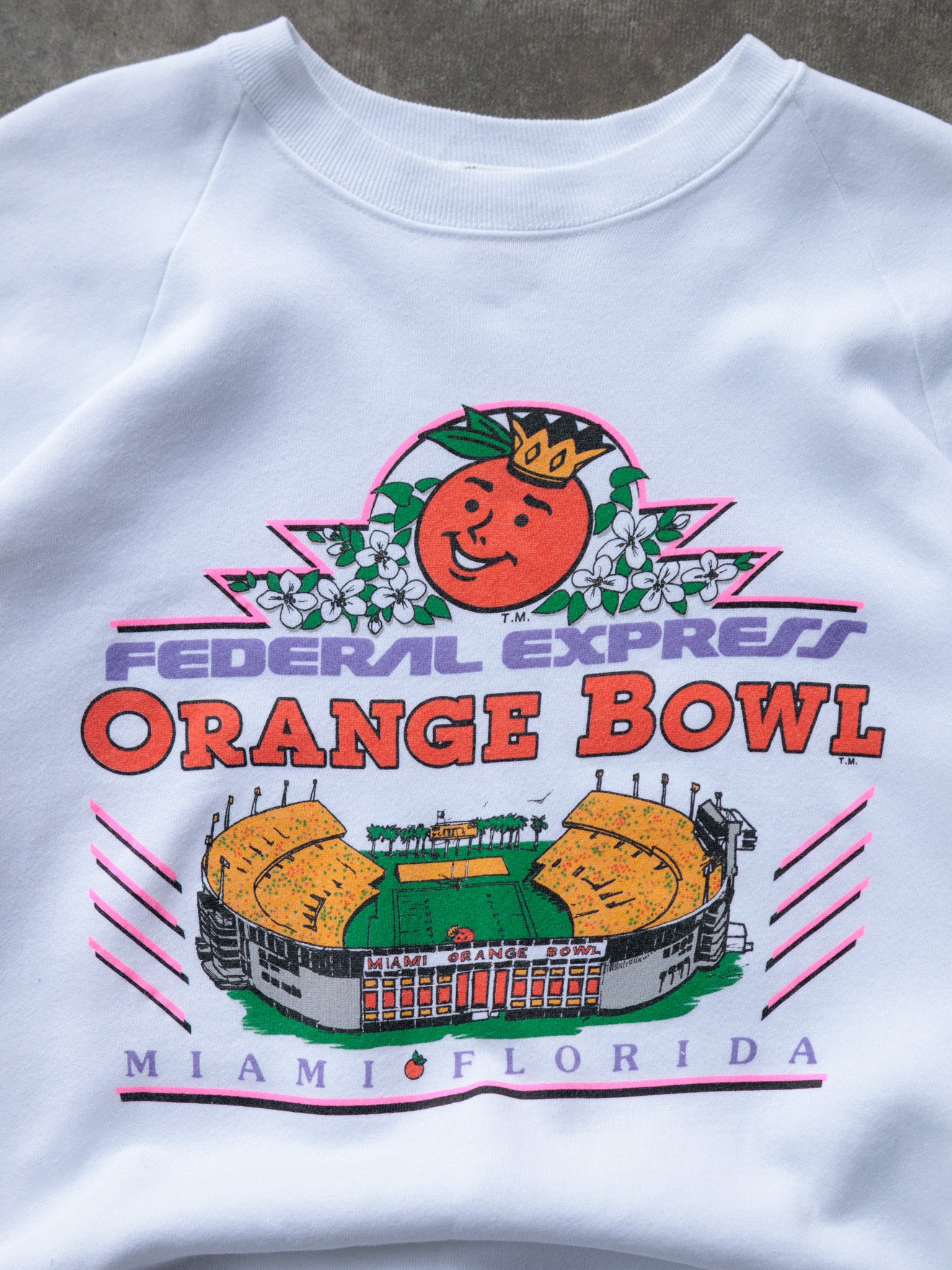 Vintage 90s White Orange Bowl Miami Florida Sweatshirt (-)