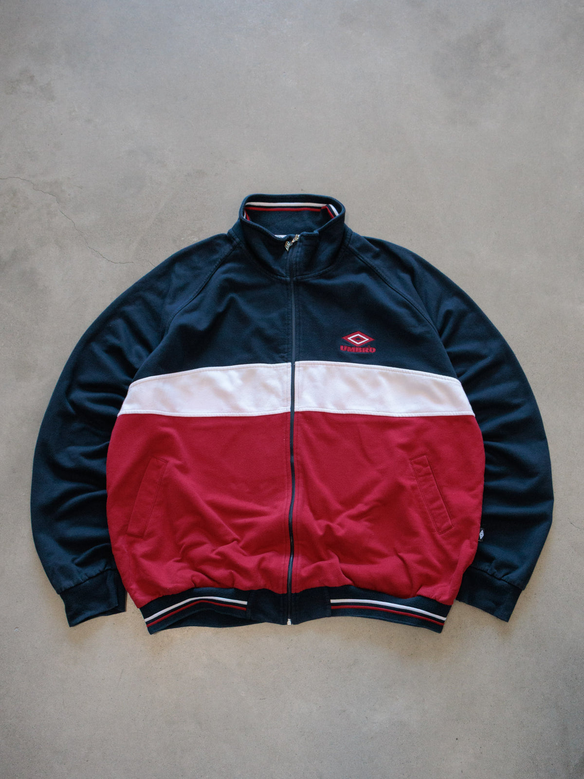 Vintage 90s Navy Umbro Colourblock Track Jacket (2XL)