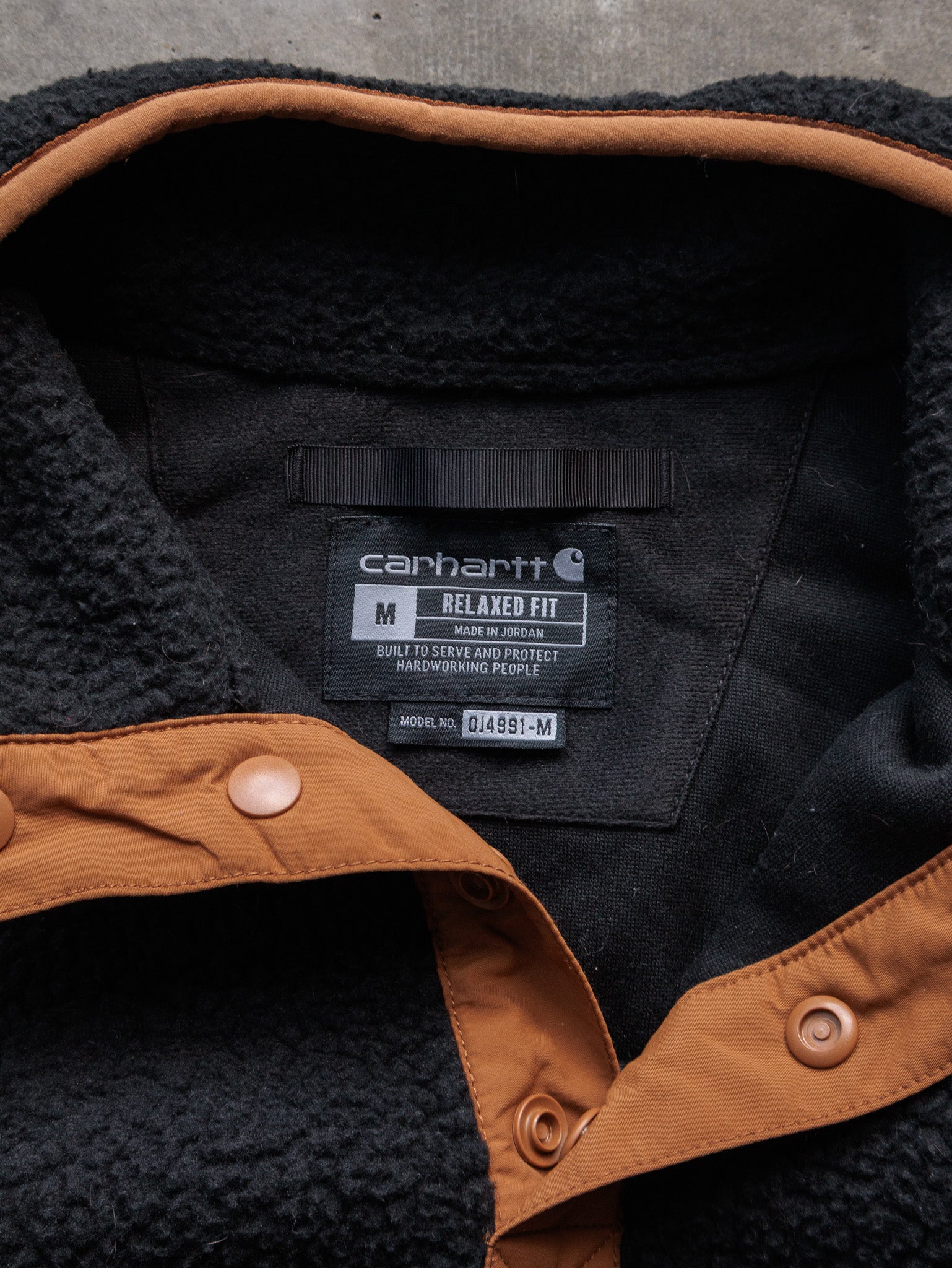 Vintage Black Carhartt Sherpa Mock Neck Sweatshirt (M)