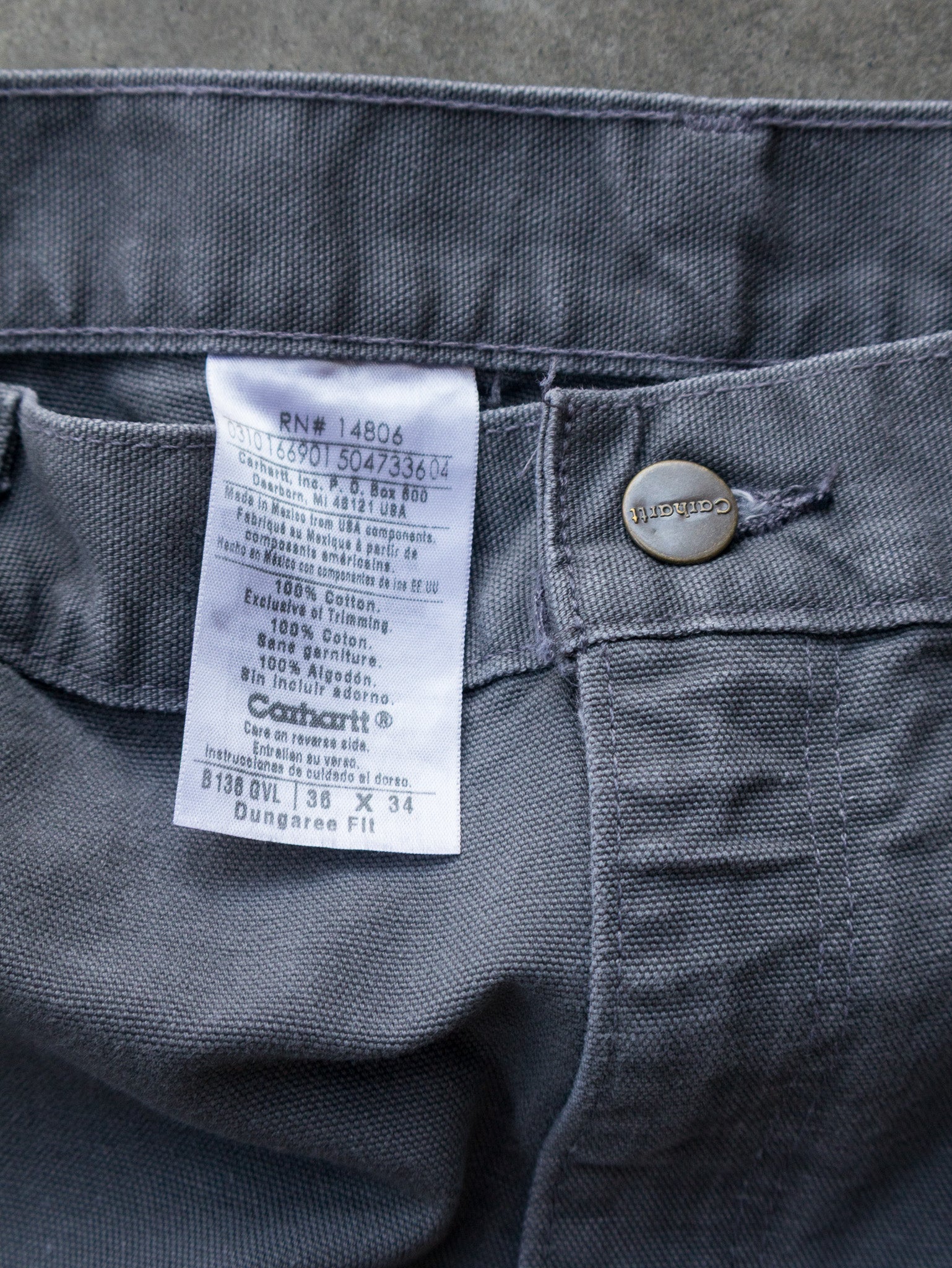 Vintage Grey Carhartt Double Knee Carpenter Pants (W36)