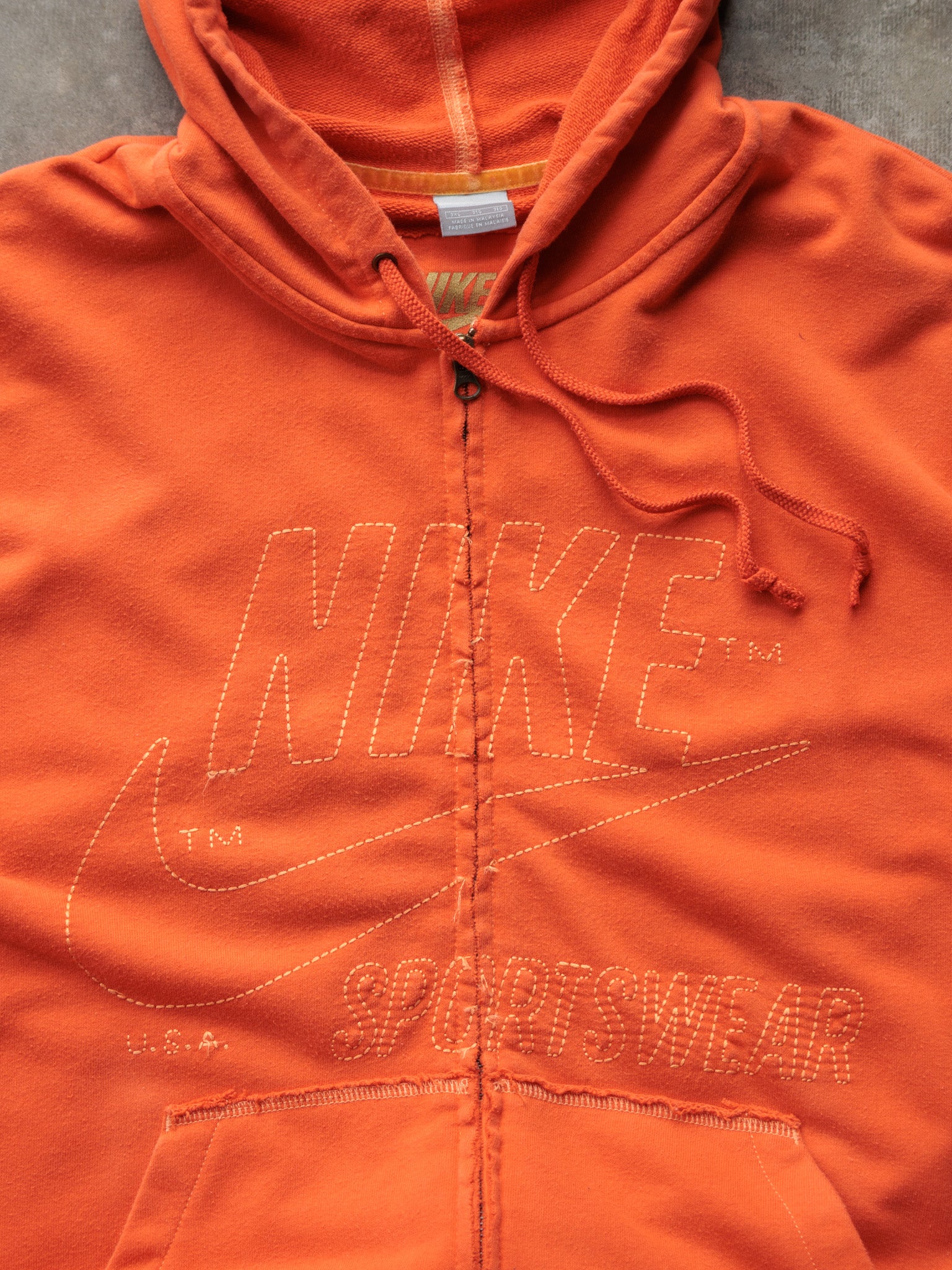 Vintage 00s Orange Nike Zip Hoodie (3XL)