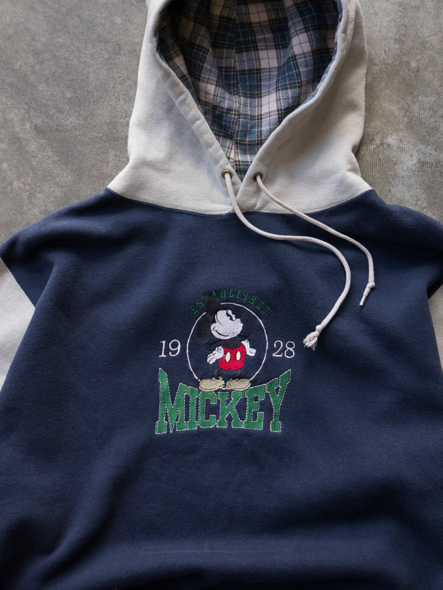 Vintage 90s Navy & Grey Mickey Mouse Hoodie (L)