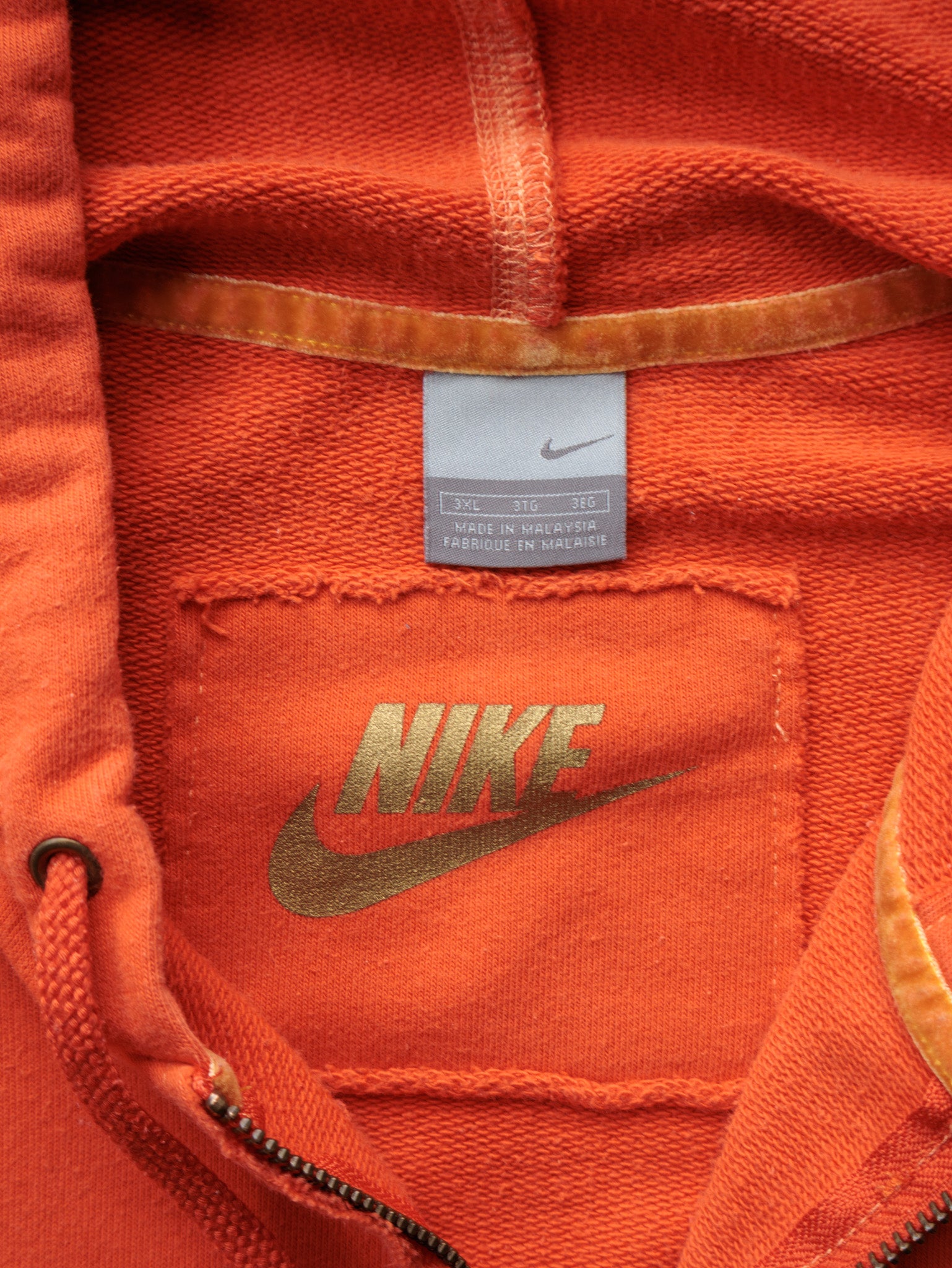 Vintage 00s Orange Nike Zip Hoodie (3XL)