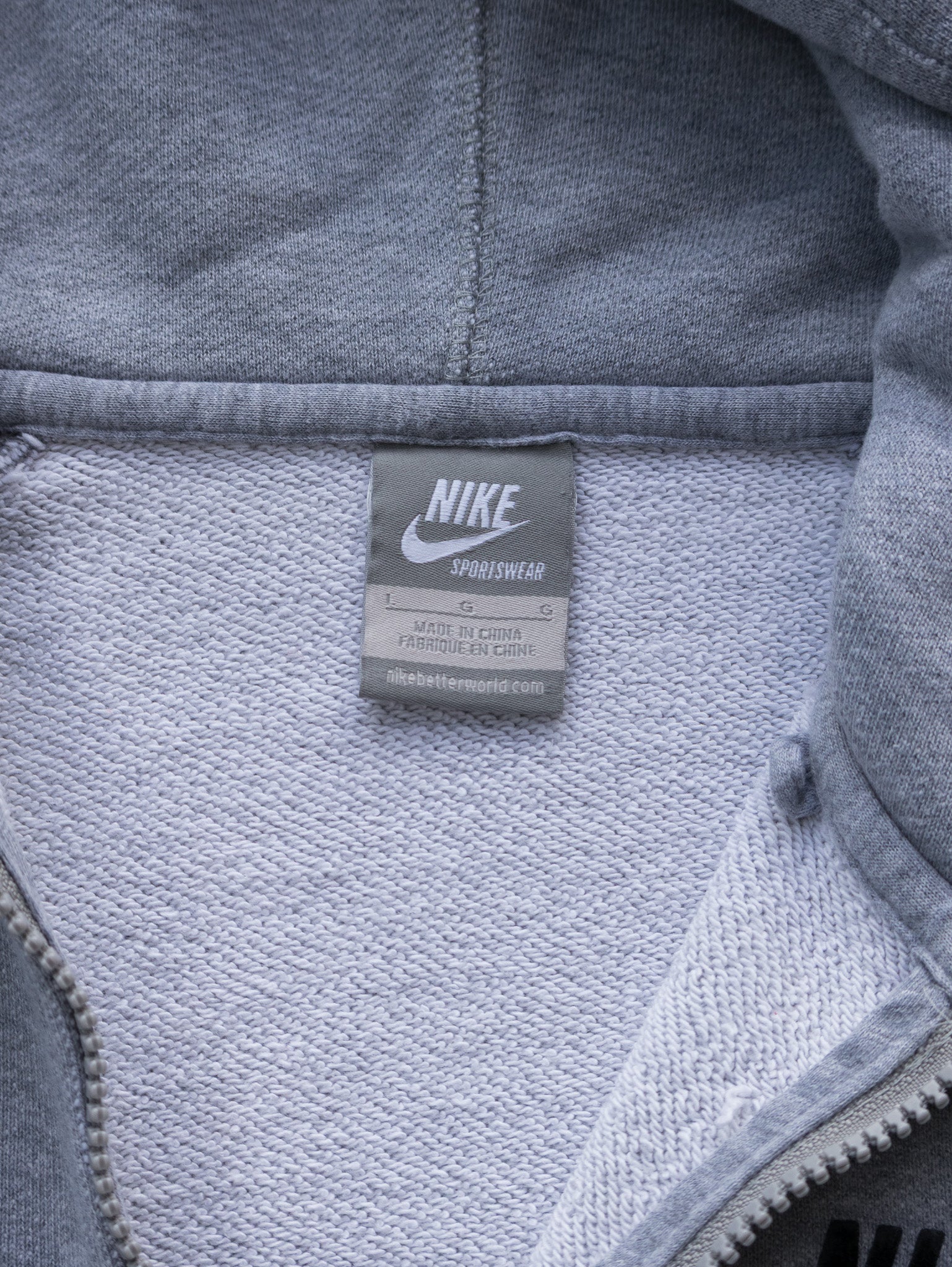 Vintage Grey Nike Sportswear Zip Hoodie (Women's L)