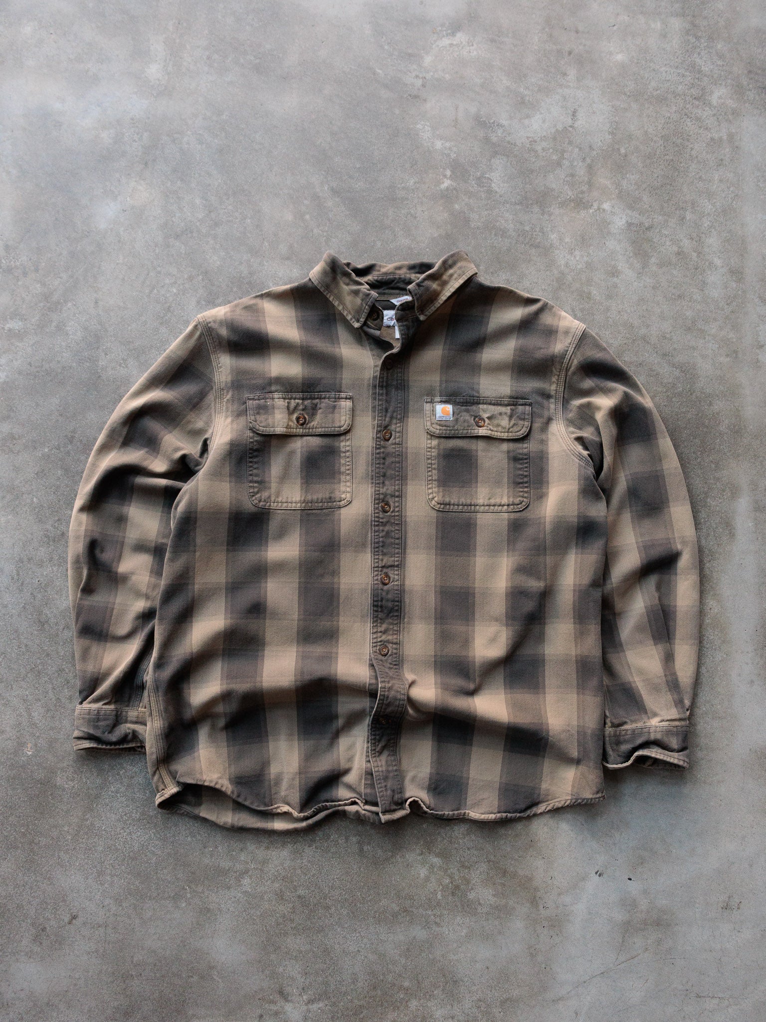 Vintage Brown Plaid Carhartt Flannel Shirt (L)