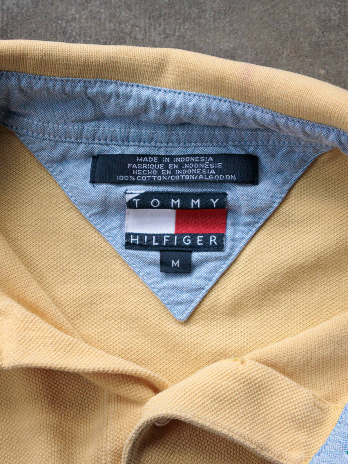 Vintage 00s Navy Tommy Hilfiger Long Sleeve Polo Shirt (M)