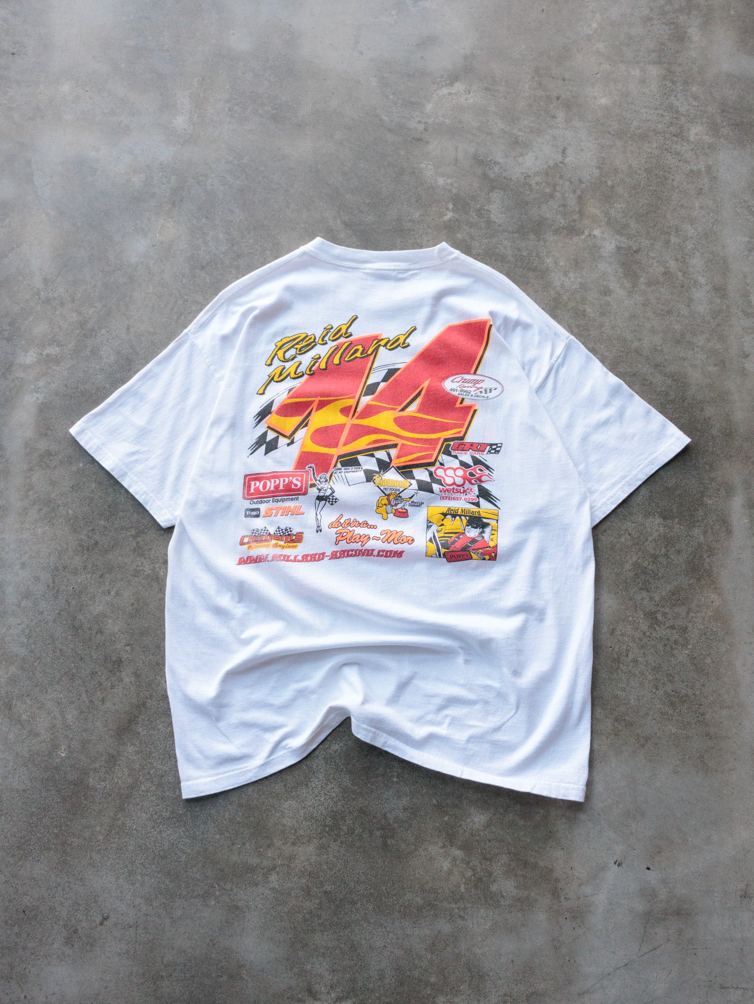 Vintage 00s White Reid Millard Racing Tee (XL)