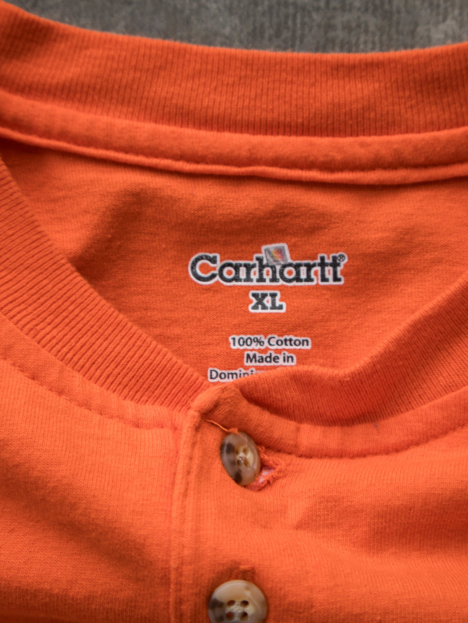 Vintage Orange Carhartt Henley Long Sleeve (2XL)