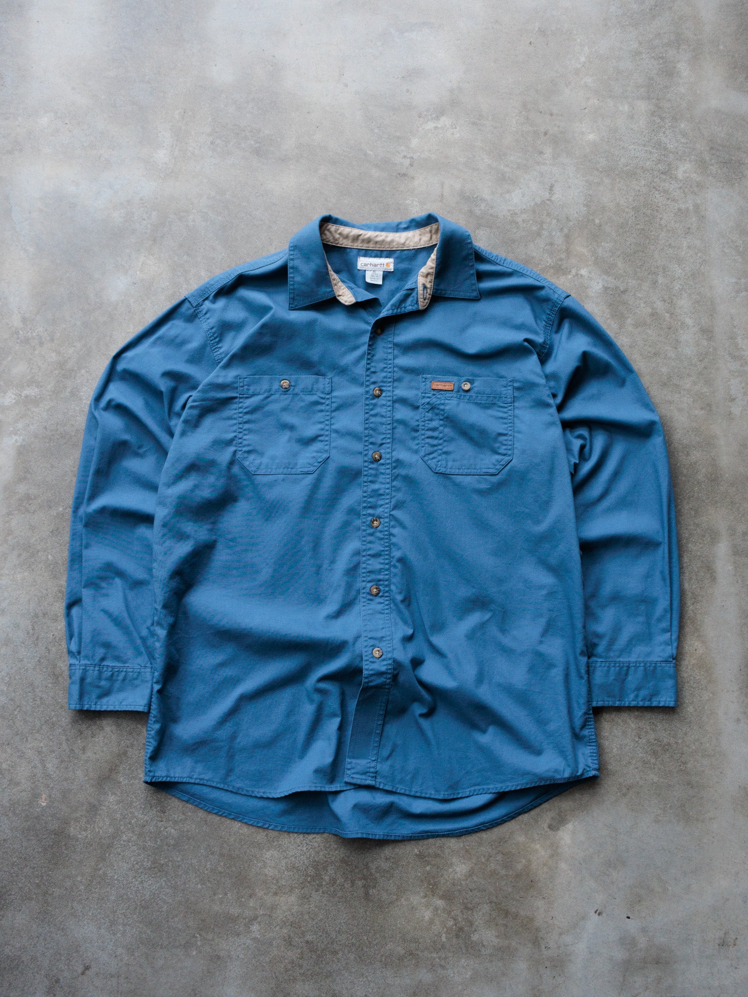 Vintage Blue Carhartt Work Shirt (XL)