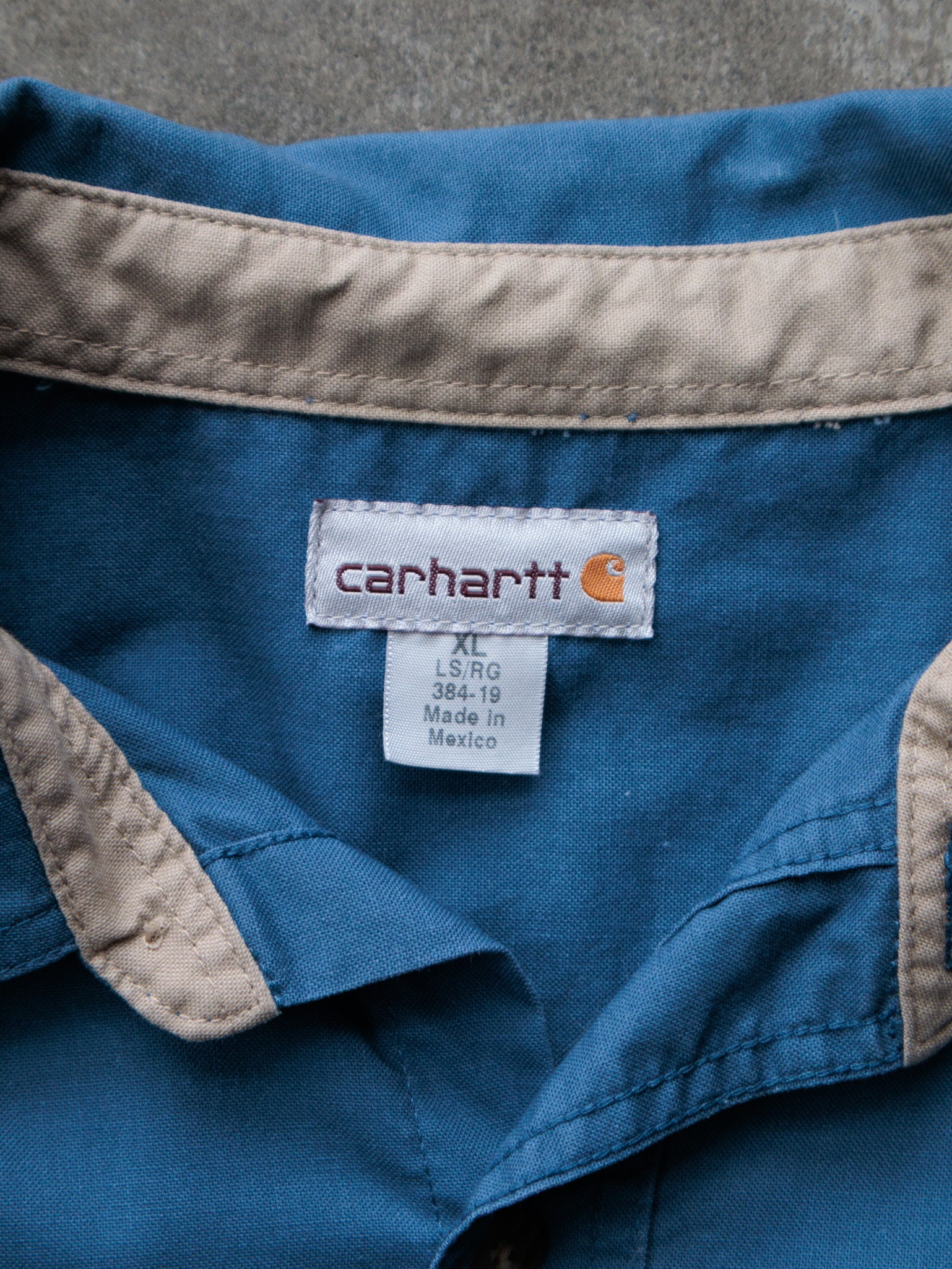 Vintage Blue Carhartt Work Shirt (XL)
