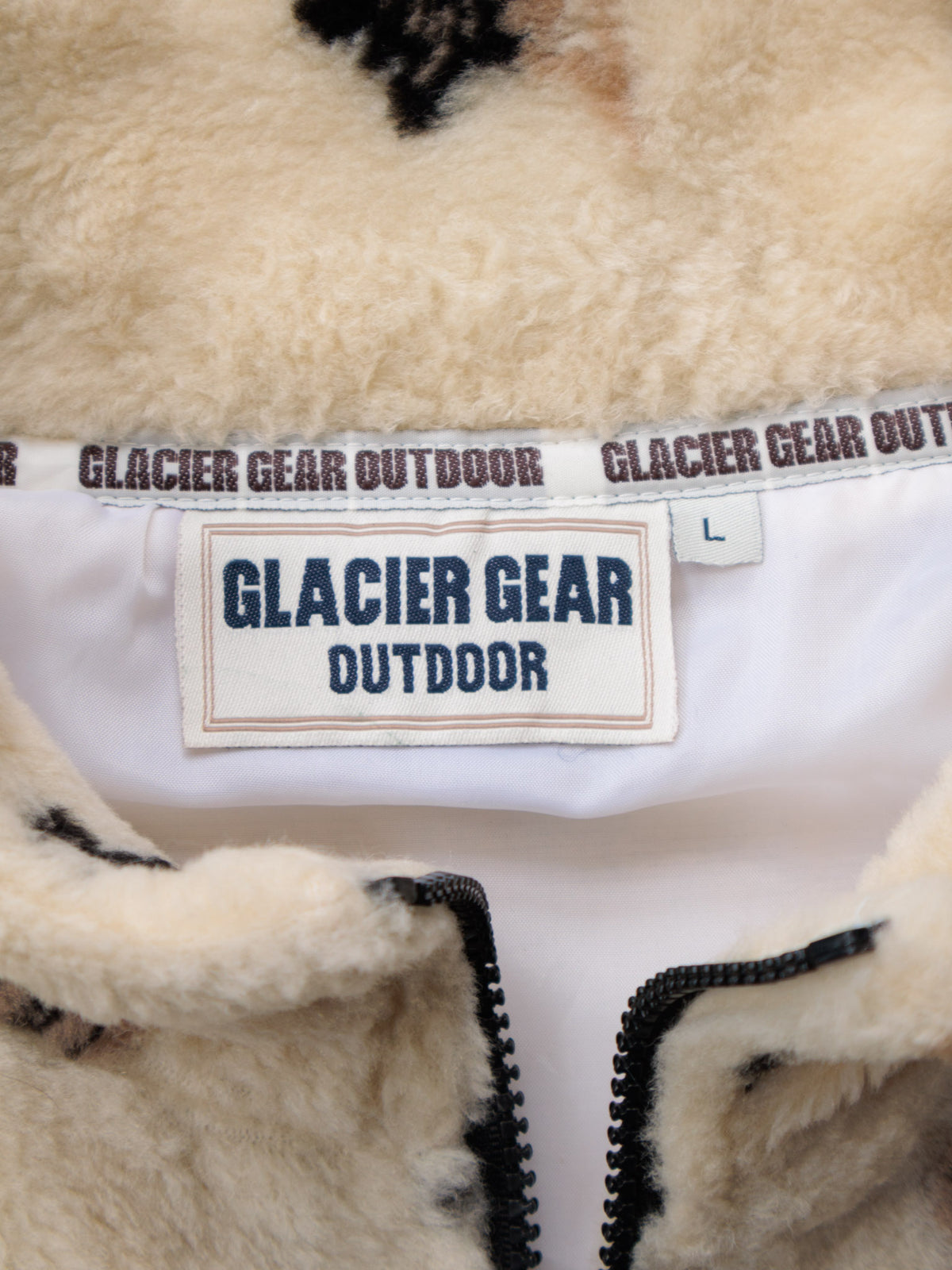 Vintage 00s Beige Bear Fleece Jacket (L)