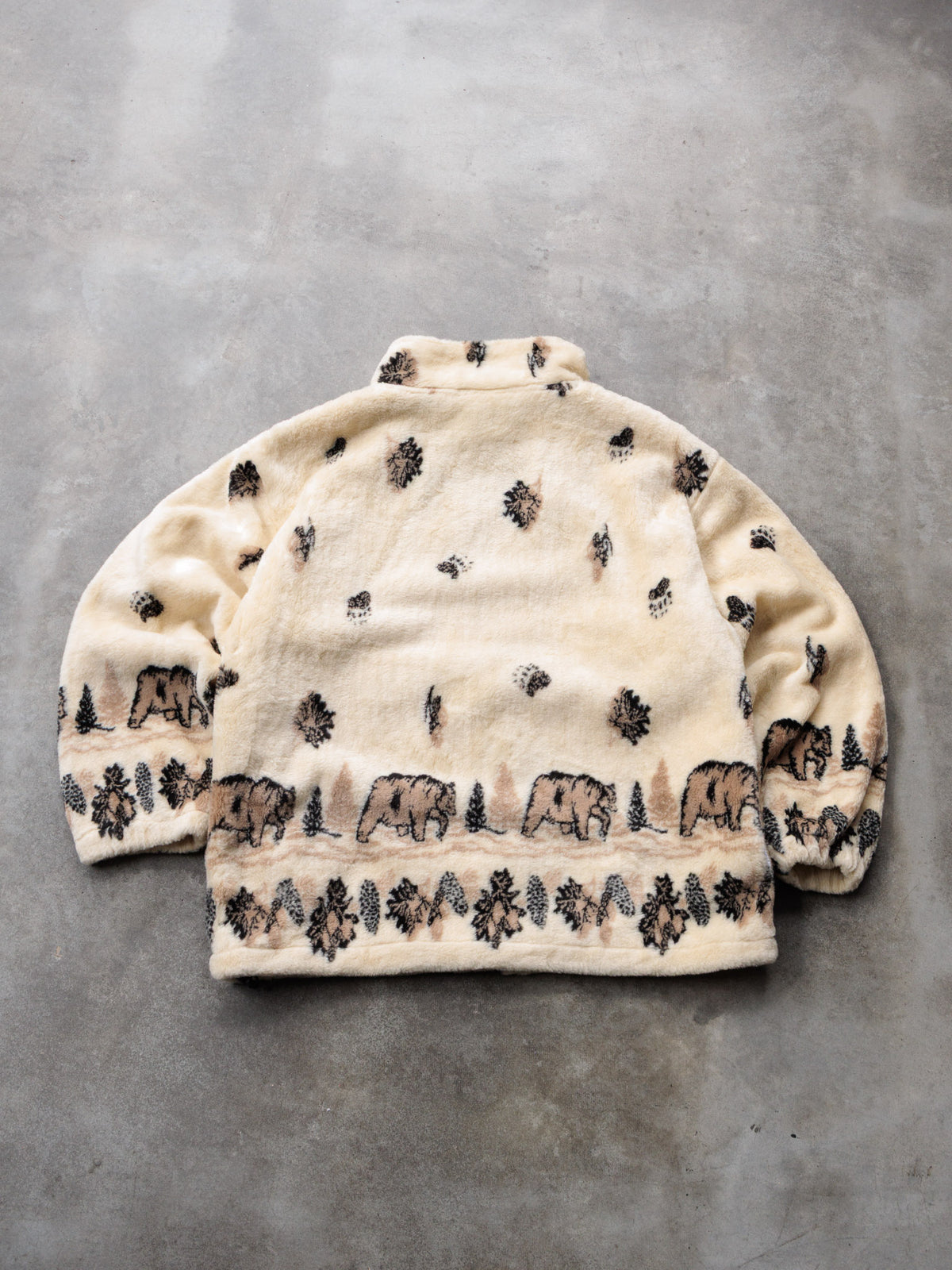 Vintage 00s Beige Bear Fleece Jacket (L)