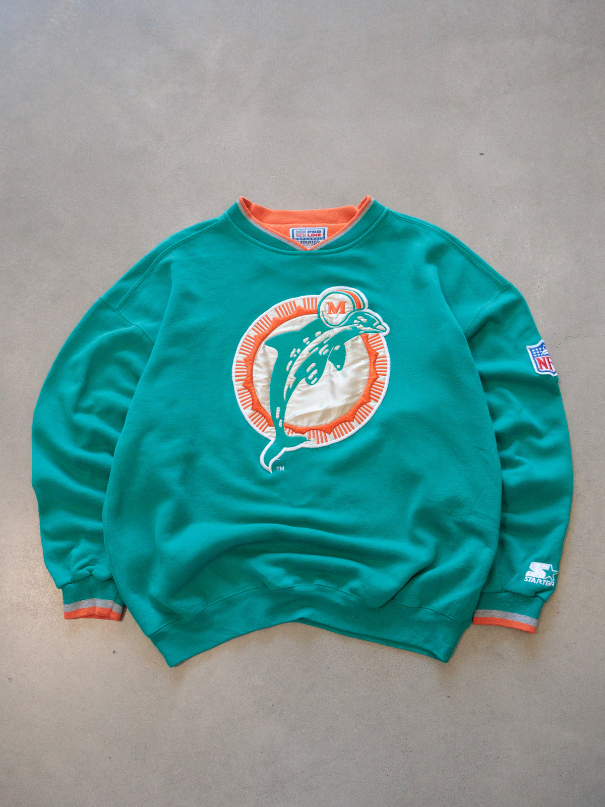 Vintage 90s Teal Miami Dolphins Starter Sweatshirt (XL)