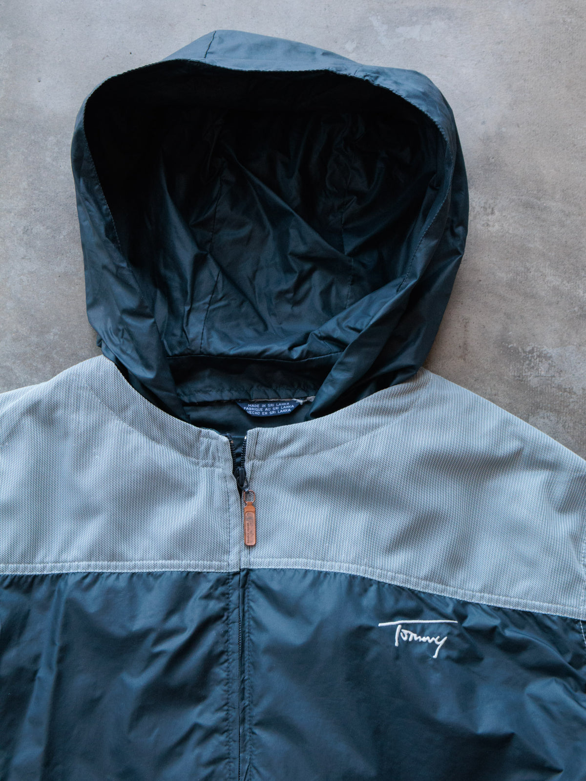 Vintage 00s Navy Tommy Jeans Colourblock Windbreaker (L)