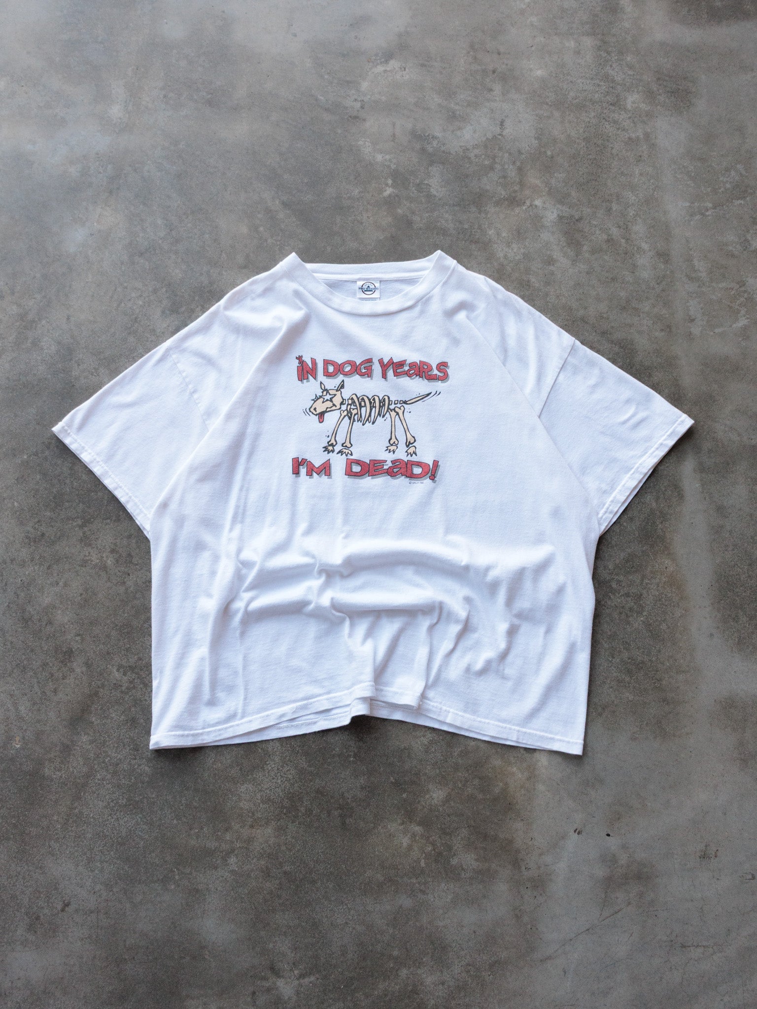Vintage White In Dog Years I'm Dead Tee (XL)