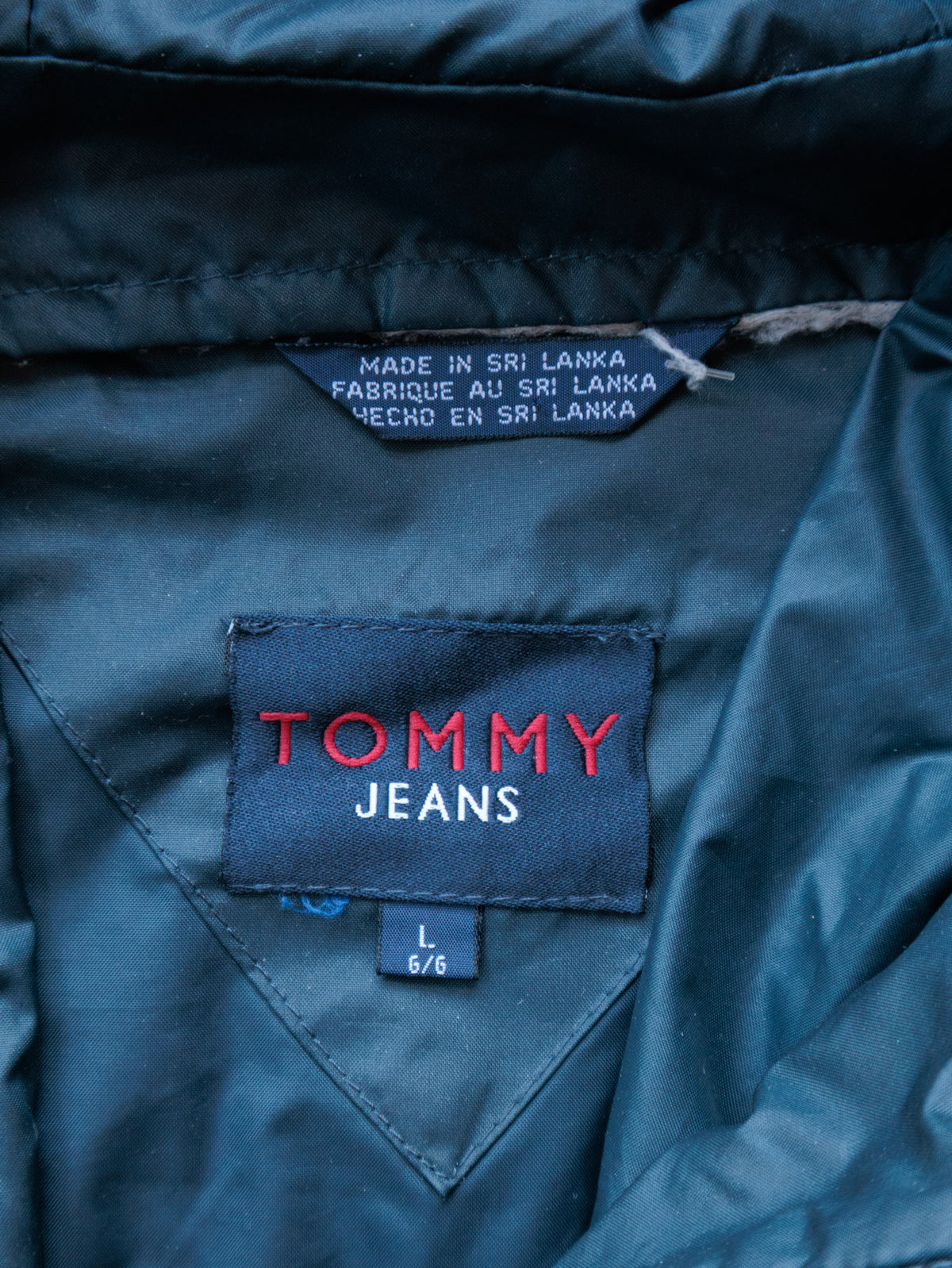 Vintage 00s Navy Tommy Jeans Colourblock Windbreaker (L)