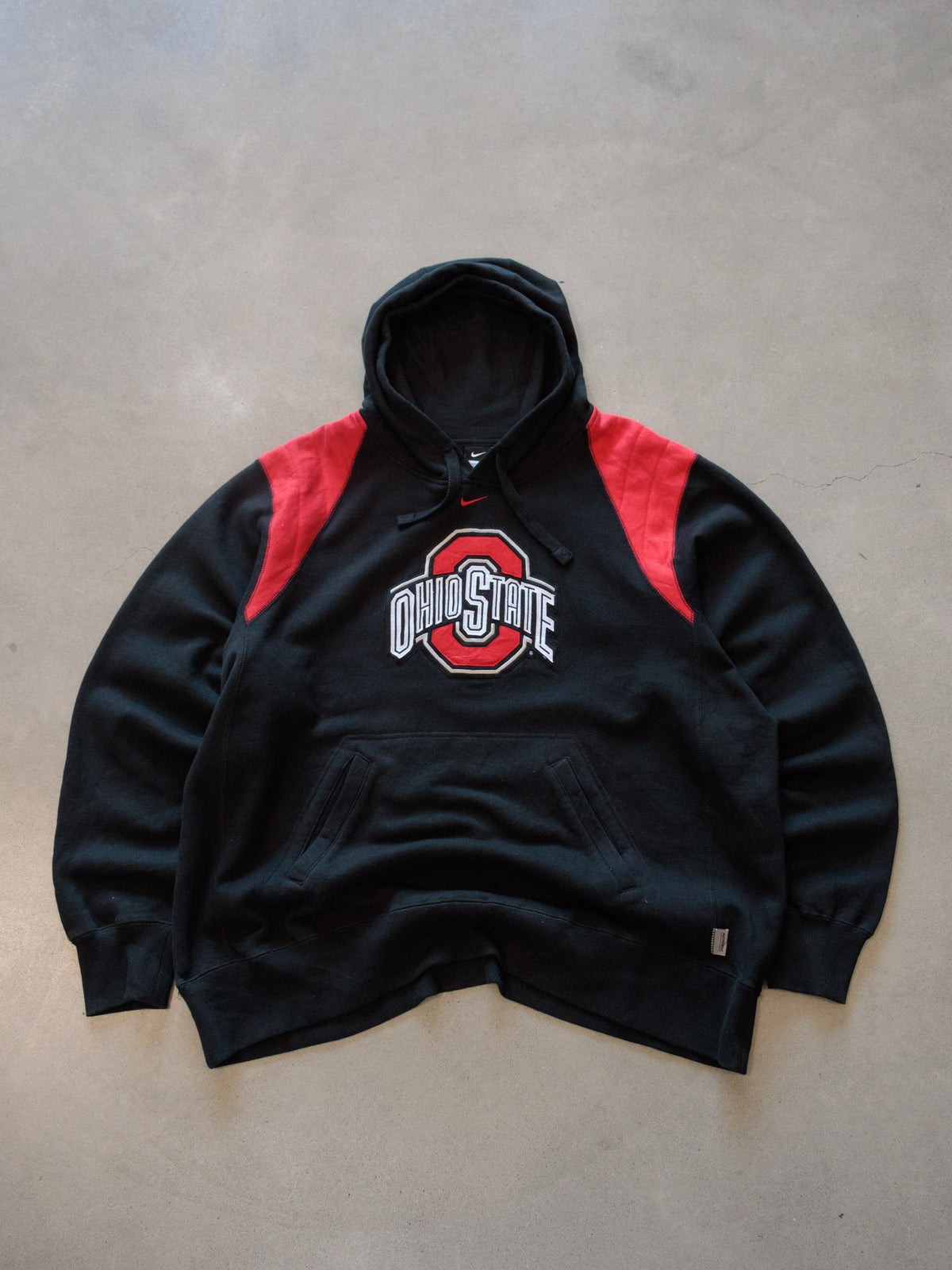 Vintage 00s Black Nike Ohio State Colourblock Hoodie (2XL)
