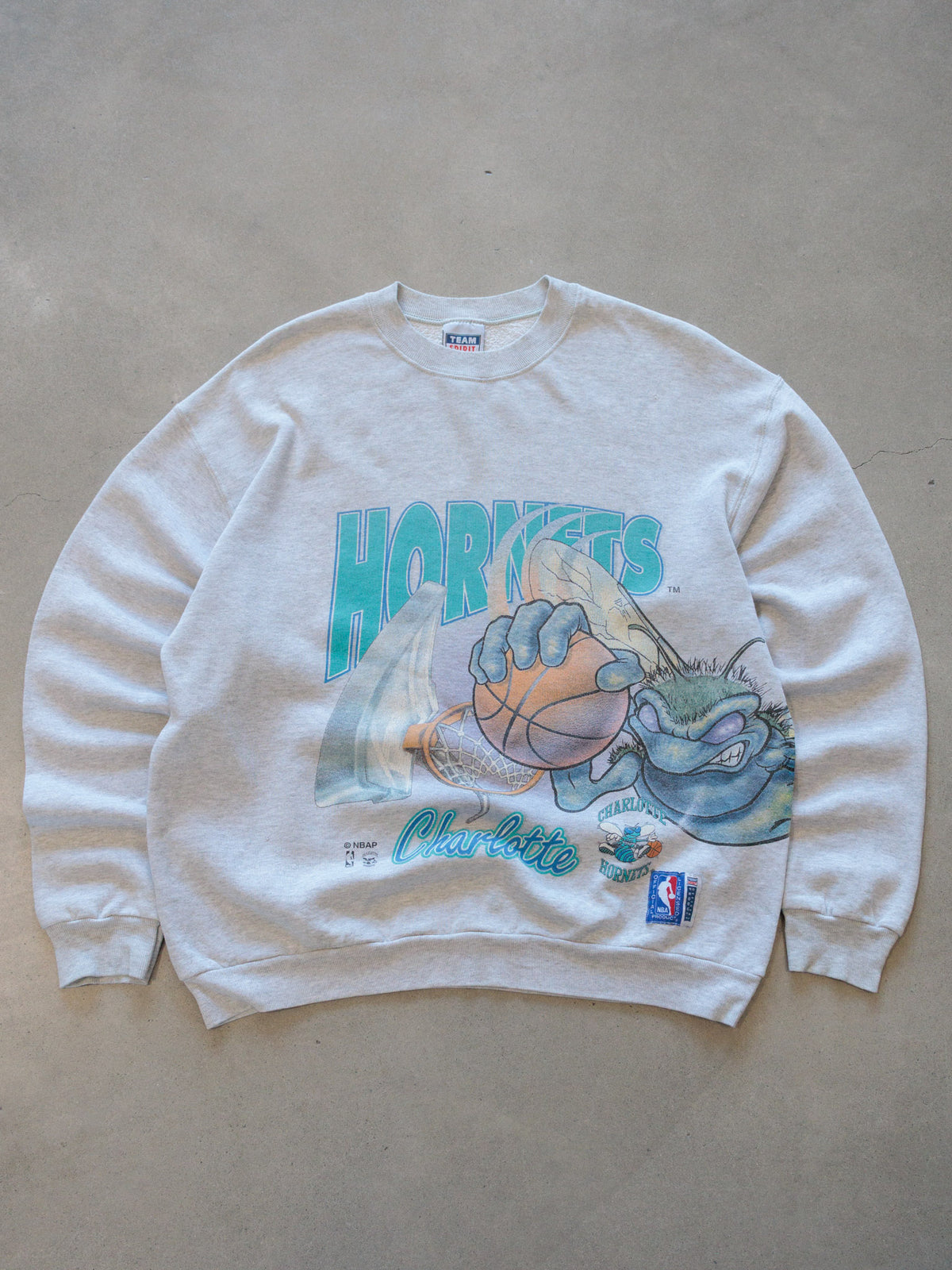 Vintage 90s Grey Charlotte Hornets Sweatshirt (L)