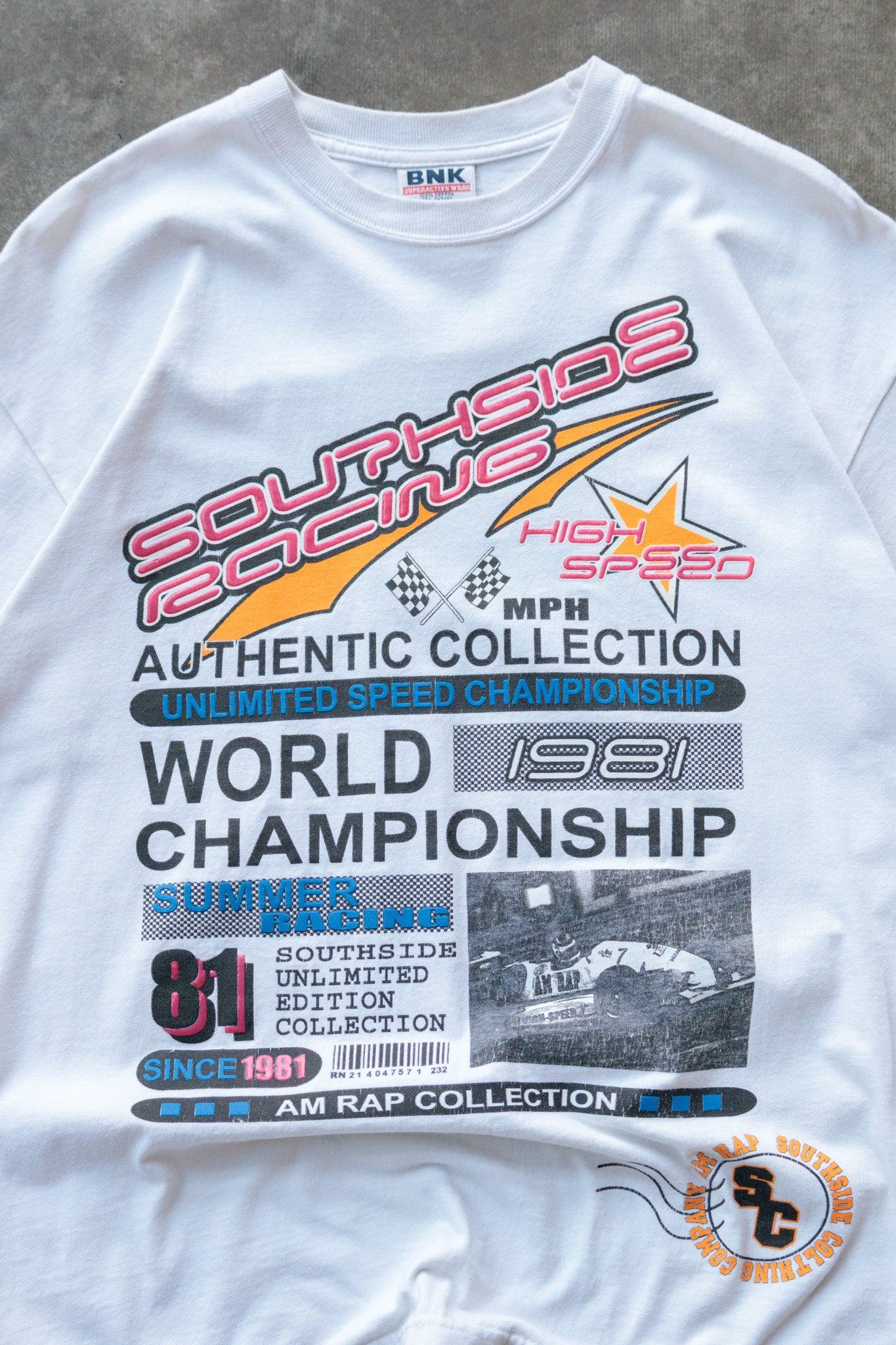 Vintage 90s White Southside Racing Tee (L)