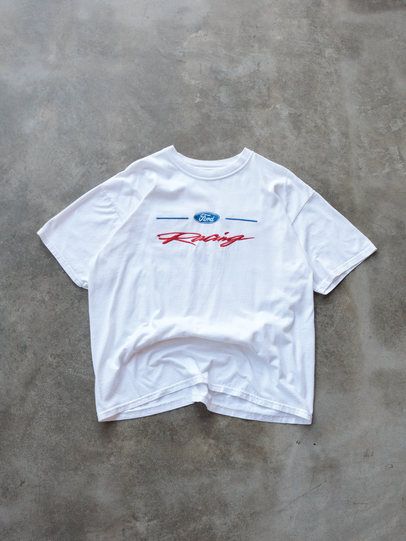 Vintage 00s White Ford Racing Tee (XL)