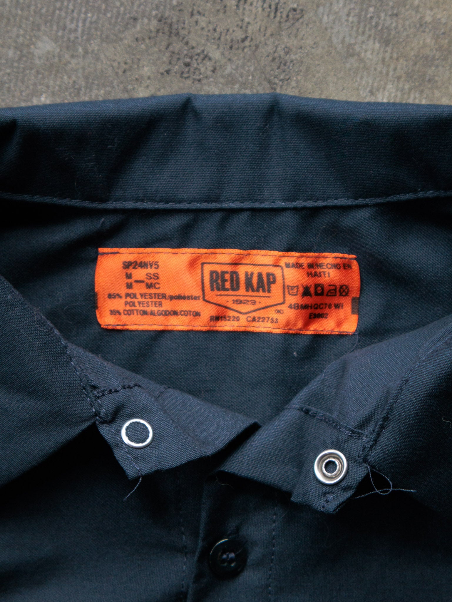 Vintage Navy Red Kap Toppling Goliath Brewing Cropped Work Shirt (M)