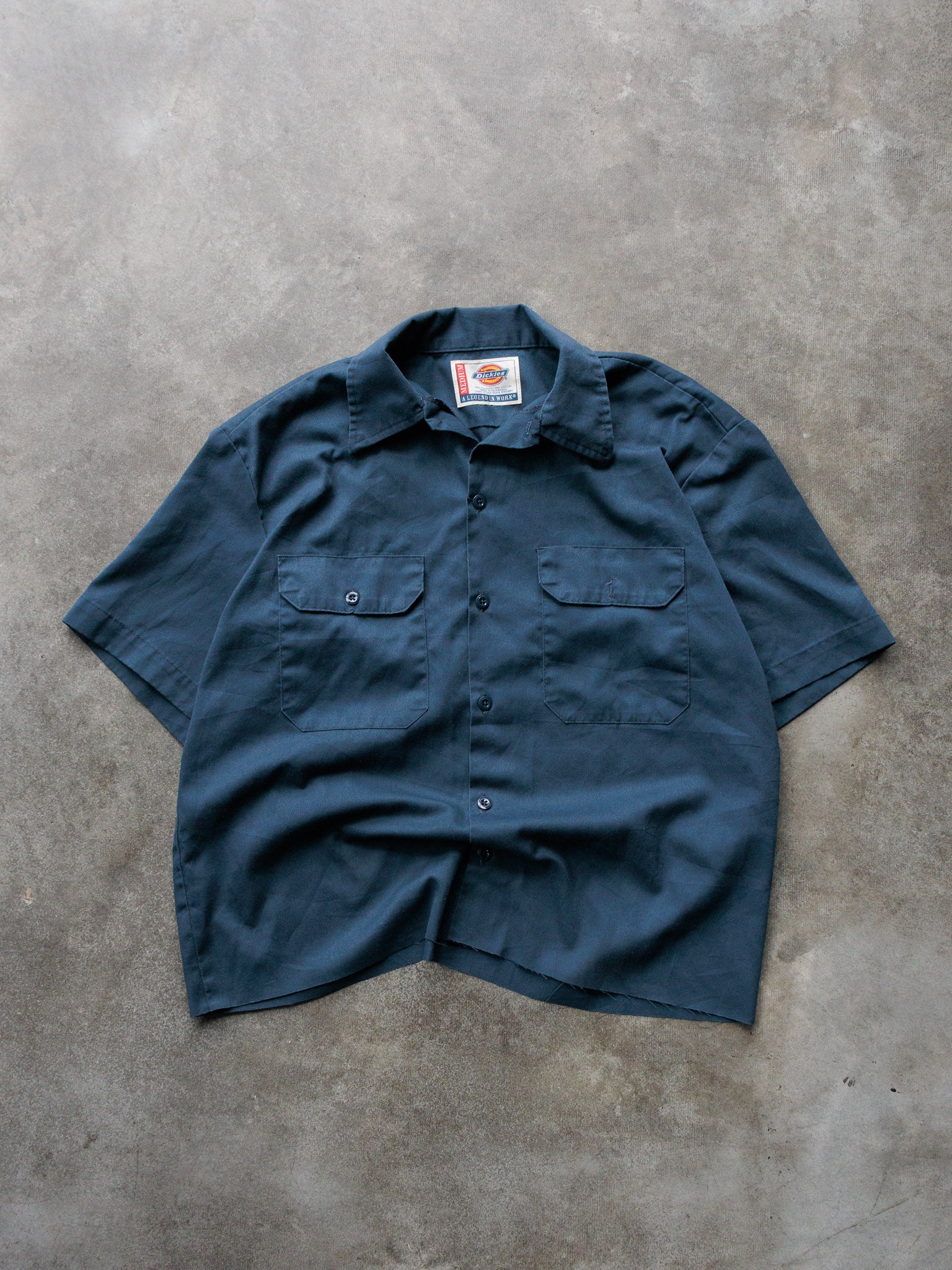 Vintage 90s Navy Dickies Cropped Work Shirt (M)