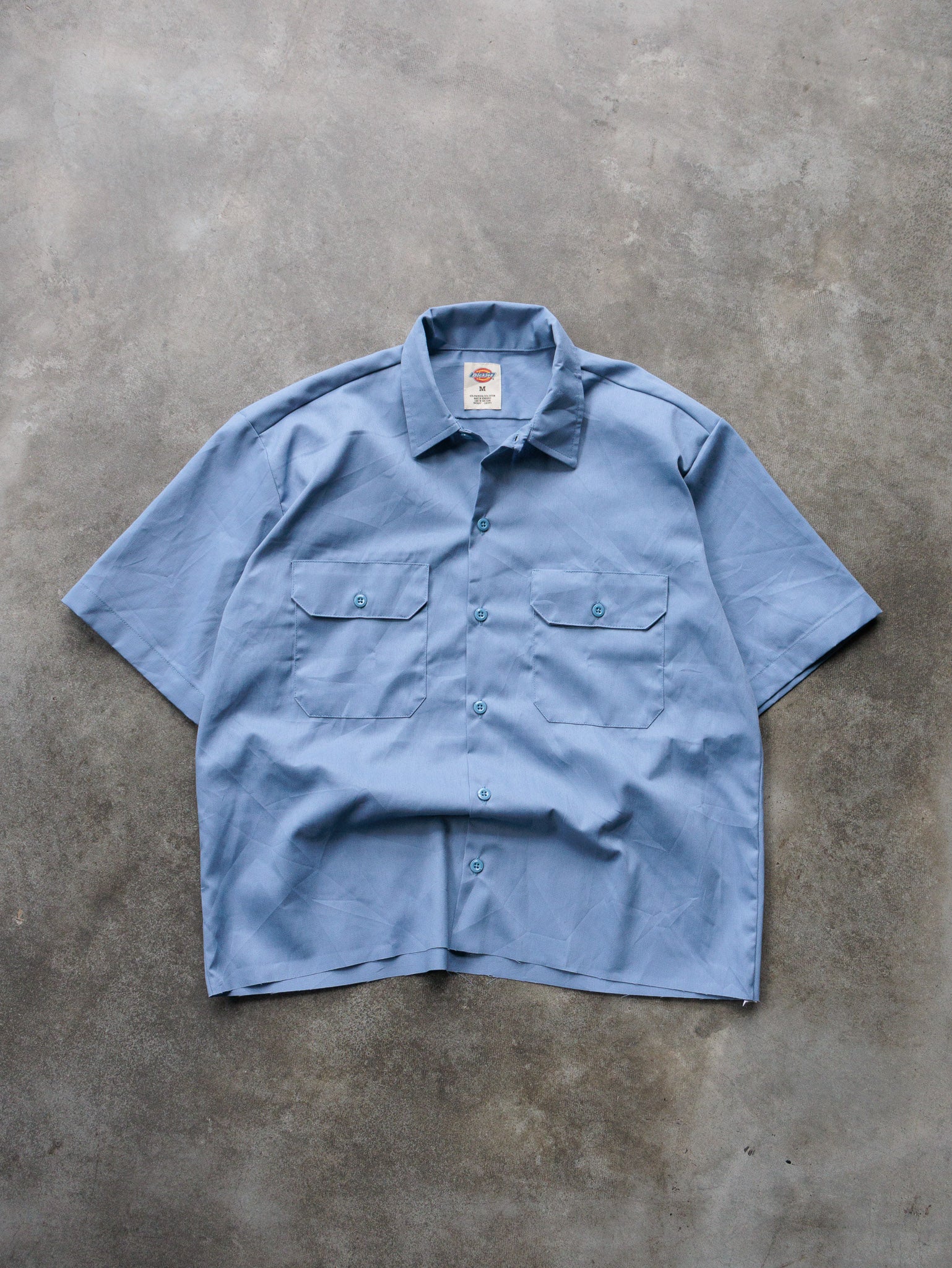 Vintage 00s Blue Dickies Cropped Work Shirt (M)