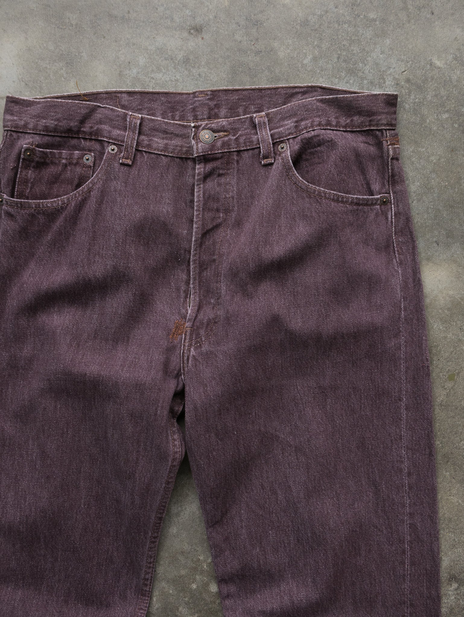 Vintage 90s Maroon Levi's 501 Button Fly Straight Leg Jeans (W34)