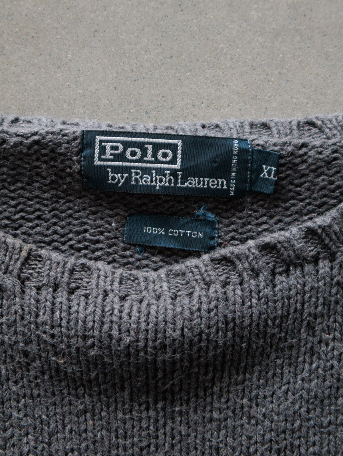 Vintage Grey Polo by Ralph Lauren Knit Sweater (XL)