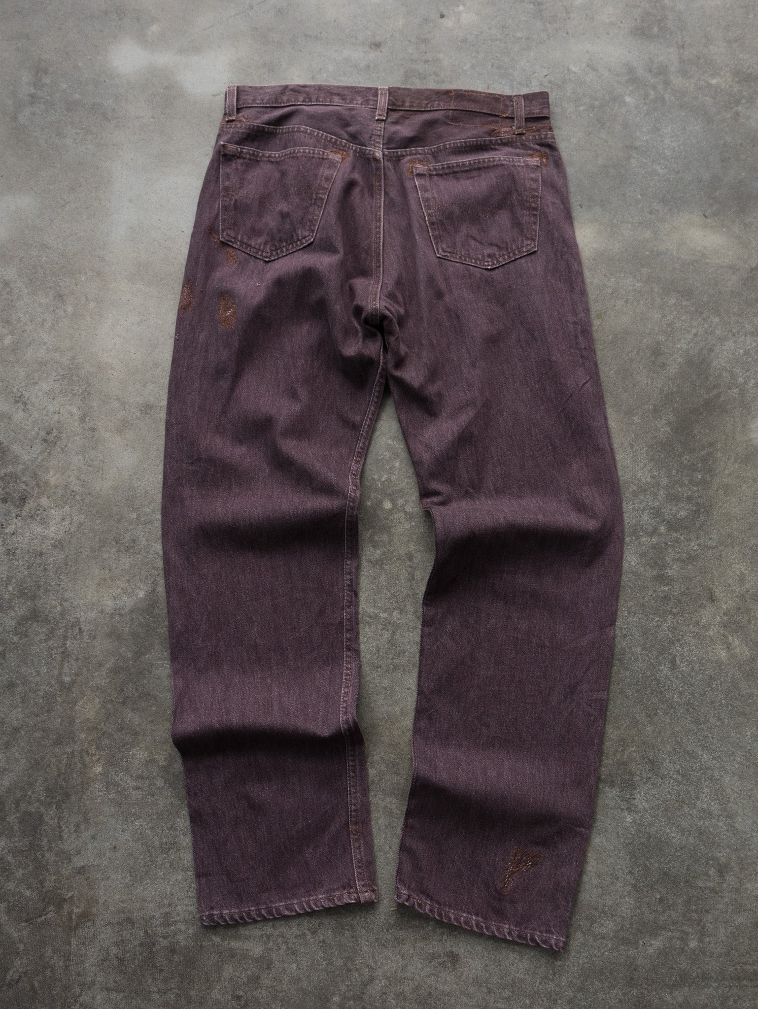 Vintage 90s Maroon Levi's 501 Button Fly Straight Leg Jeans (W34)