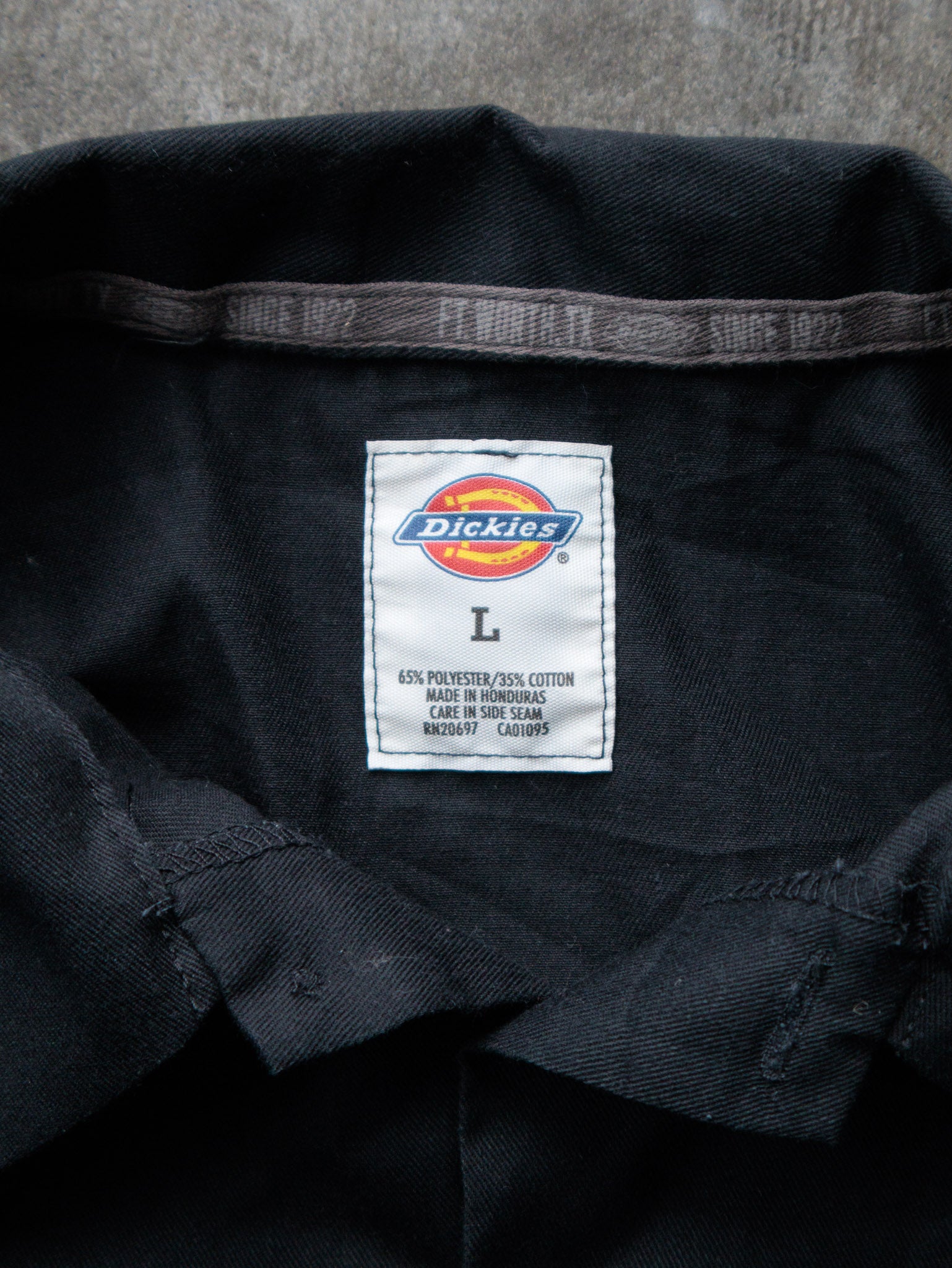 Vintage 00s Black & Grey Dickies Cropped Work Shirt (L)