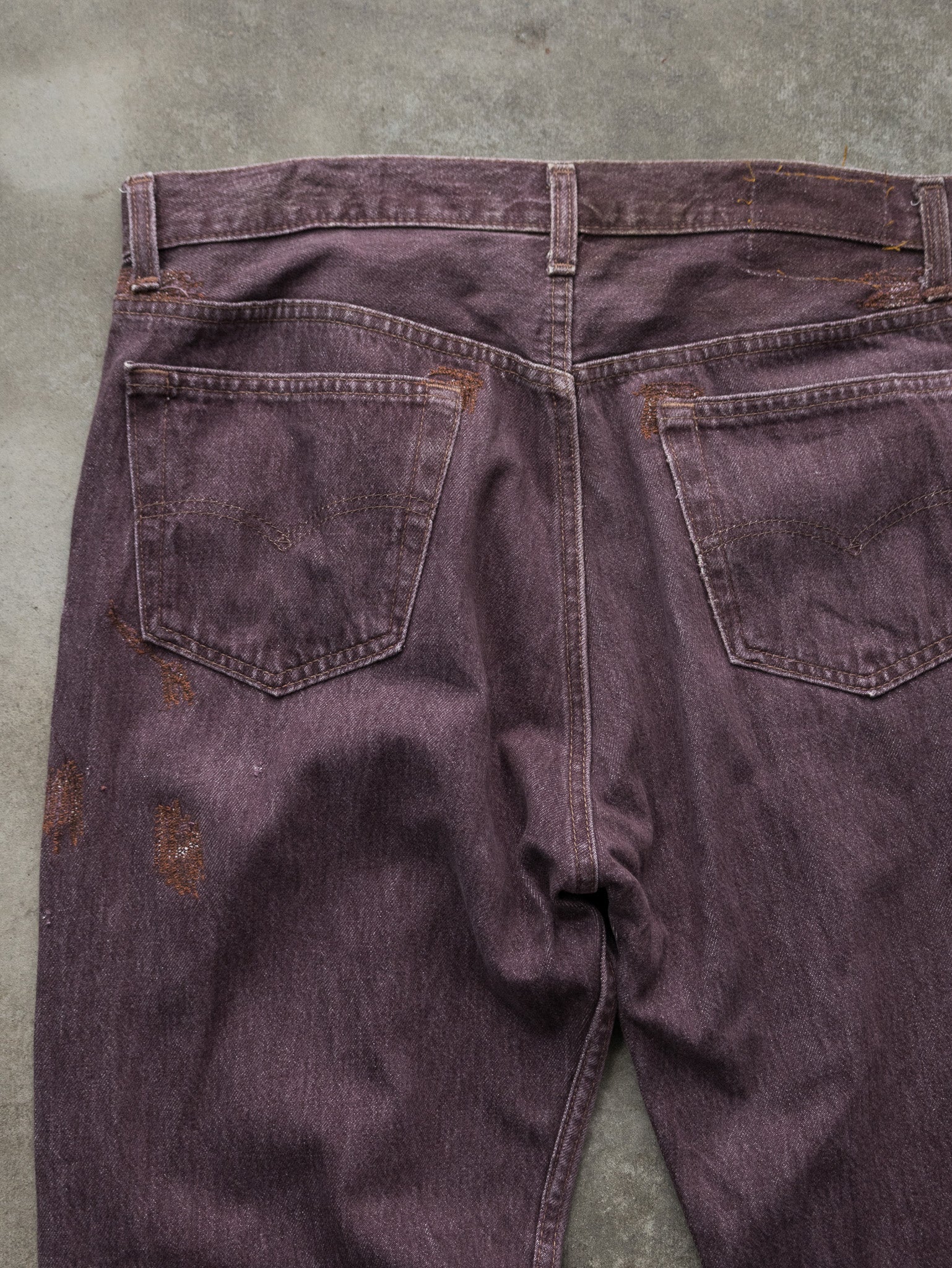 Vintage 90s Maroon Levi's 501 Button Fly Straight Leg Jeans (W34)