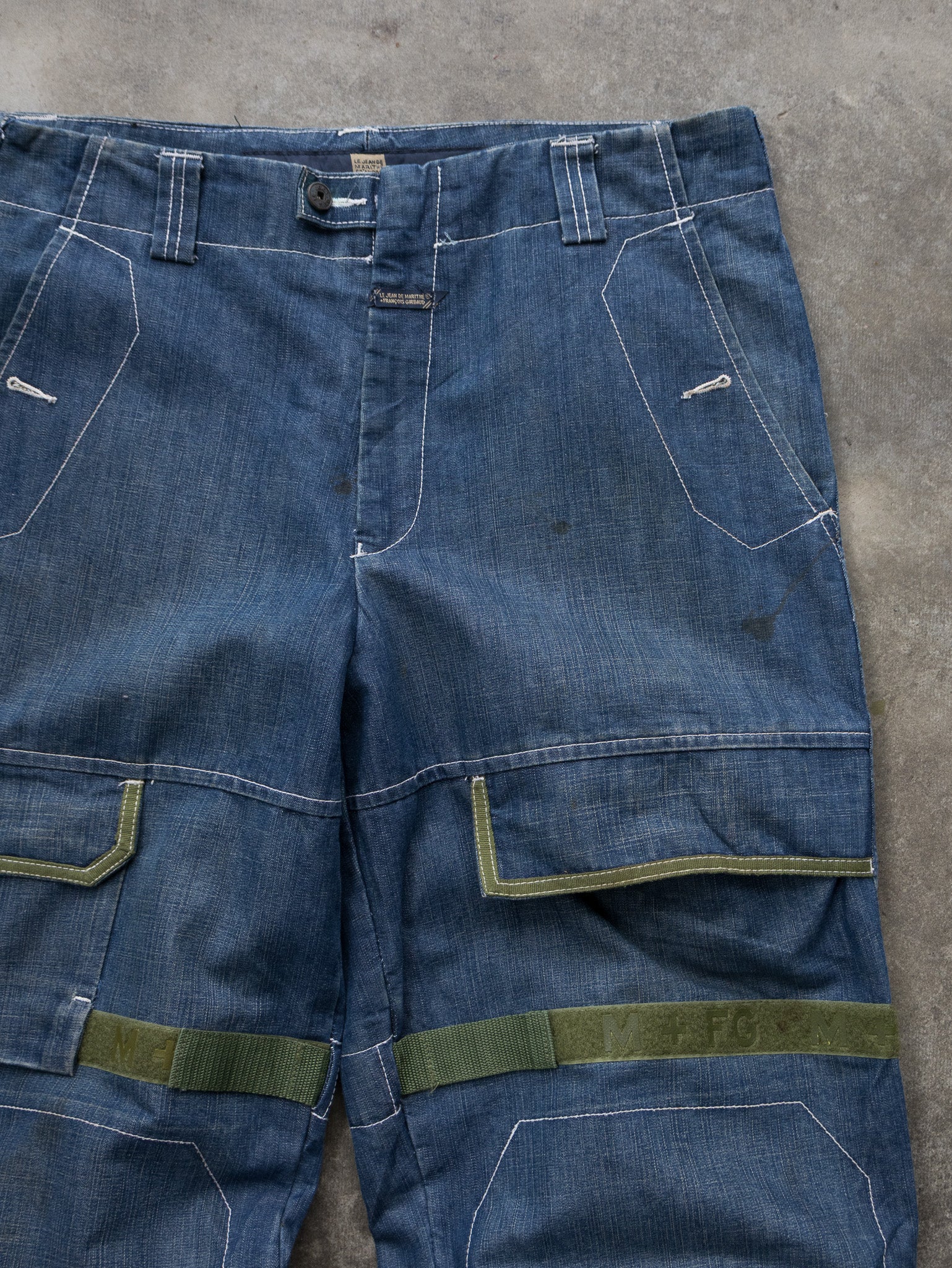 Vintage 90s Marithé François Girbaud Blue Denim Multi-Pocket Shuttle Pants (W34)
