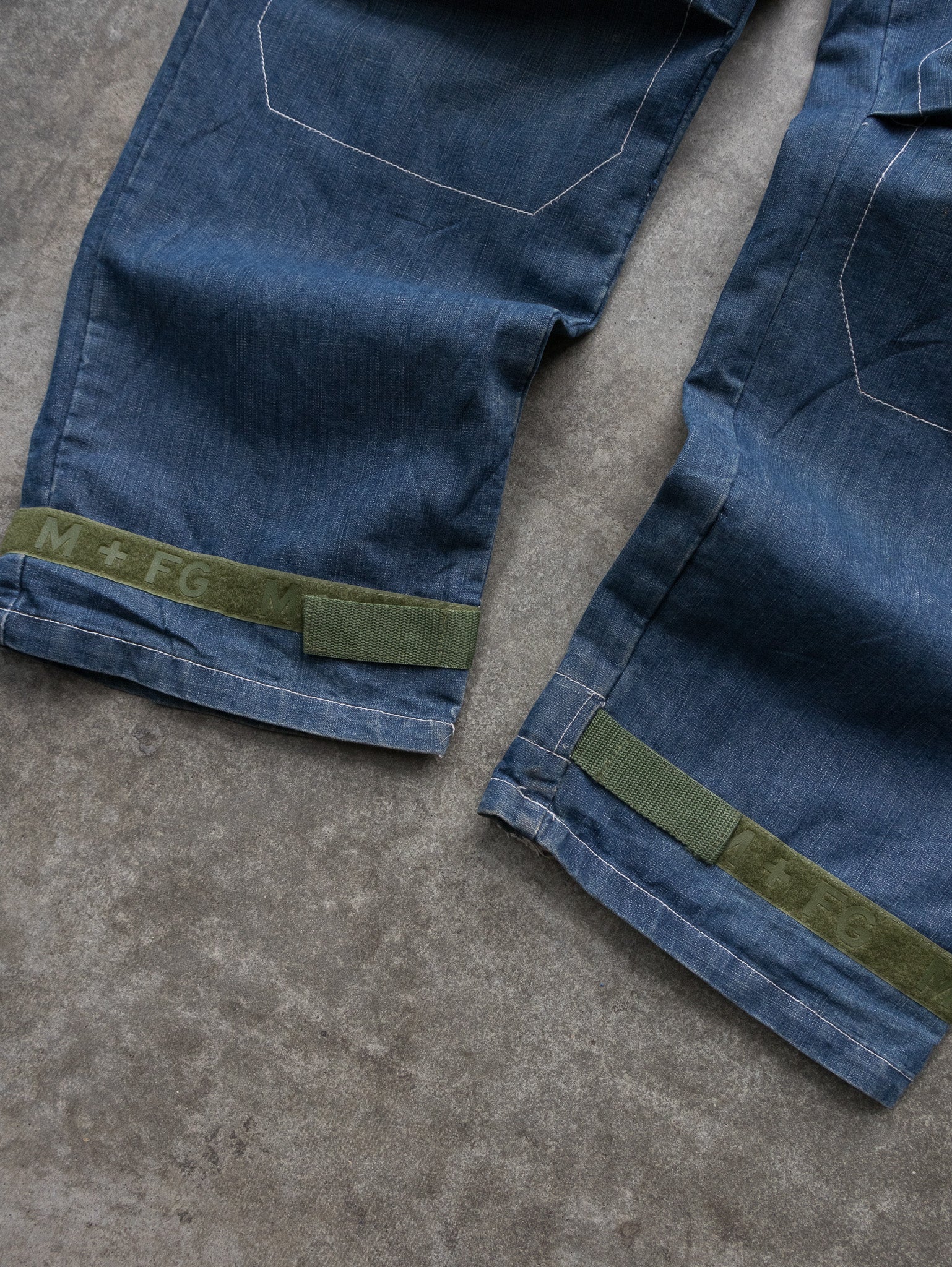 Vintage 90s Marithé François Girbaud Blue Denim Multi-Pocket Shuttle Pants (W34)