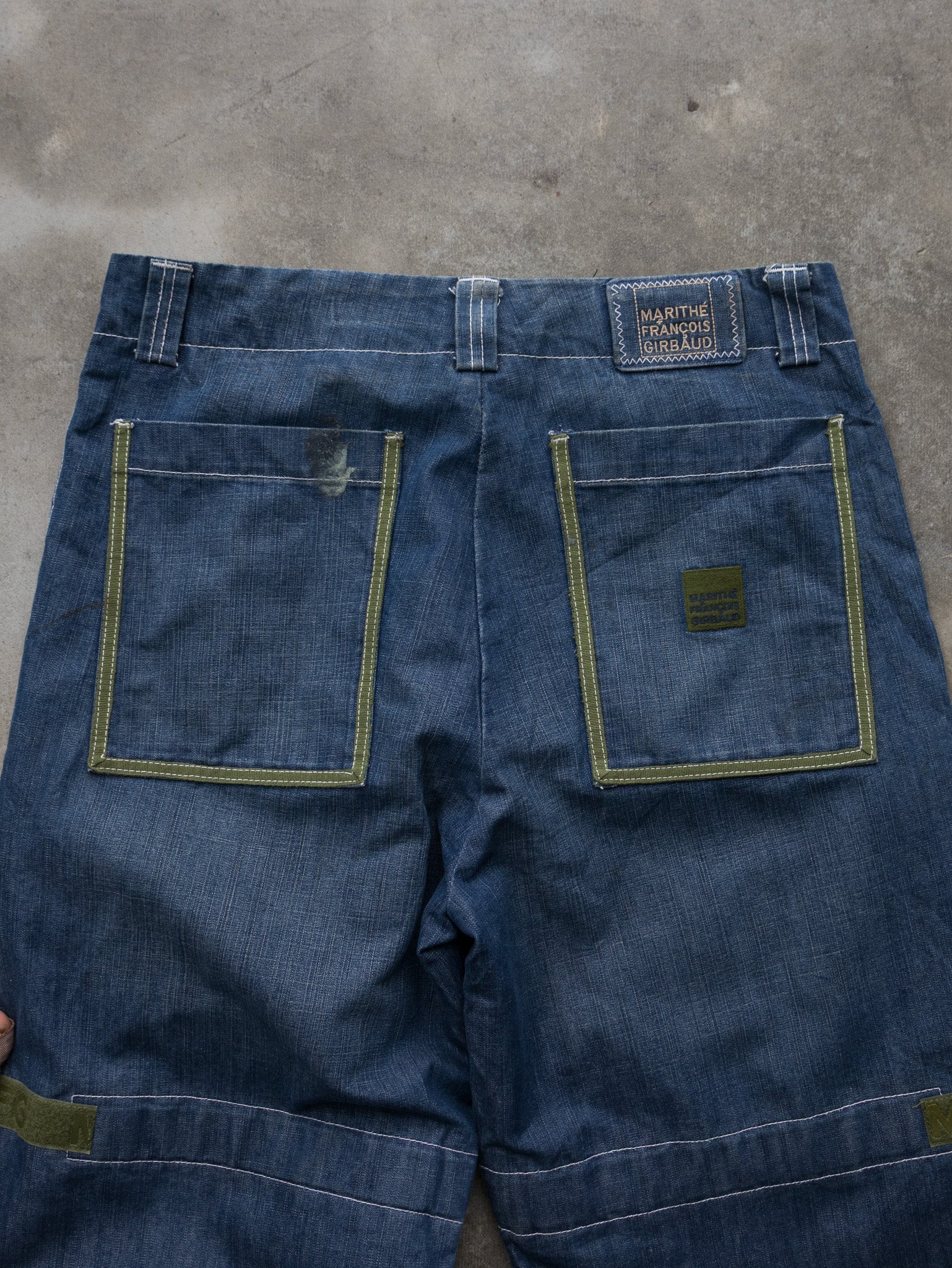Vintage 90s Marithé François Girbaud Blue Denim Multi-Pocket Shuttle Pants (W34)