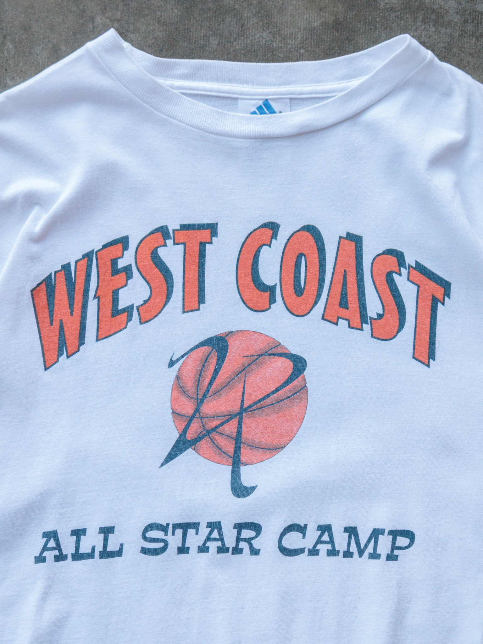 Vintage 90s White Adidas West Coast All Star Camp Tee (L)