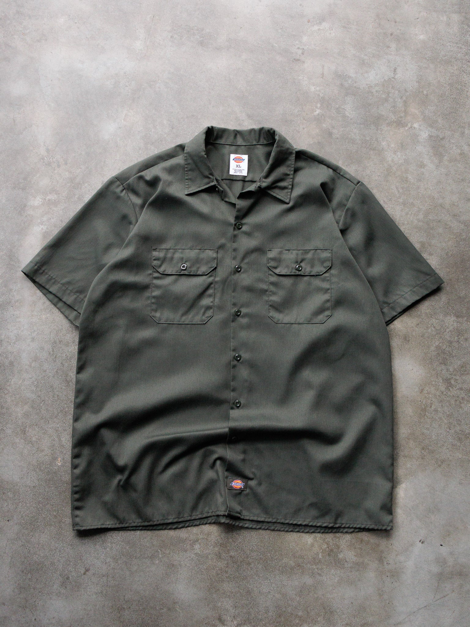 Vintage 00s Olive Green Dickies Work Shirt (XL)