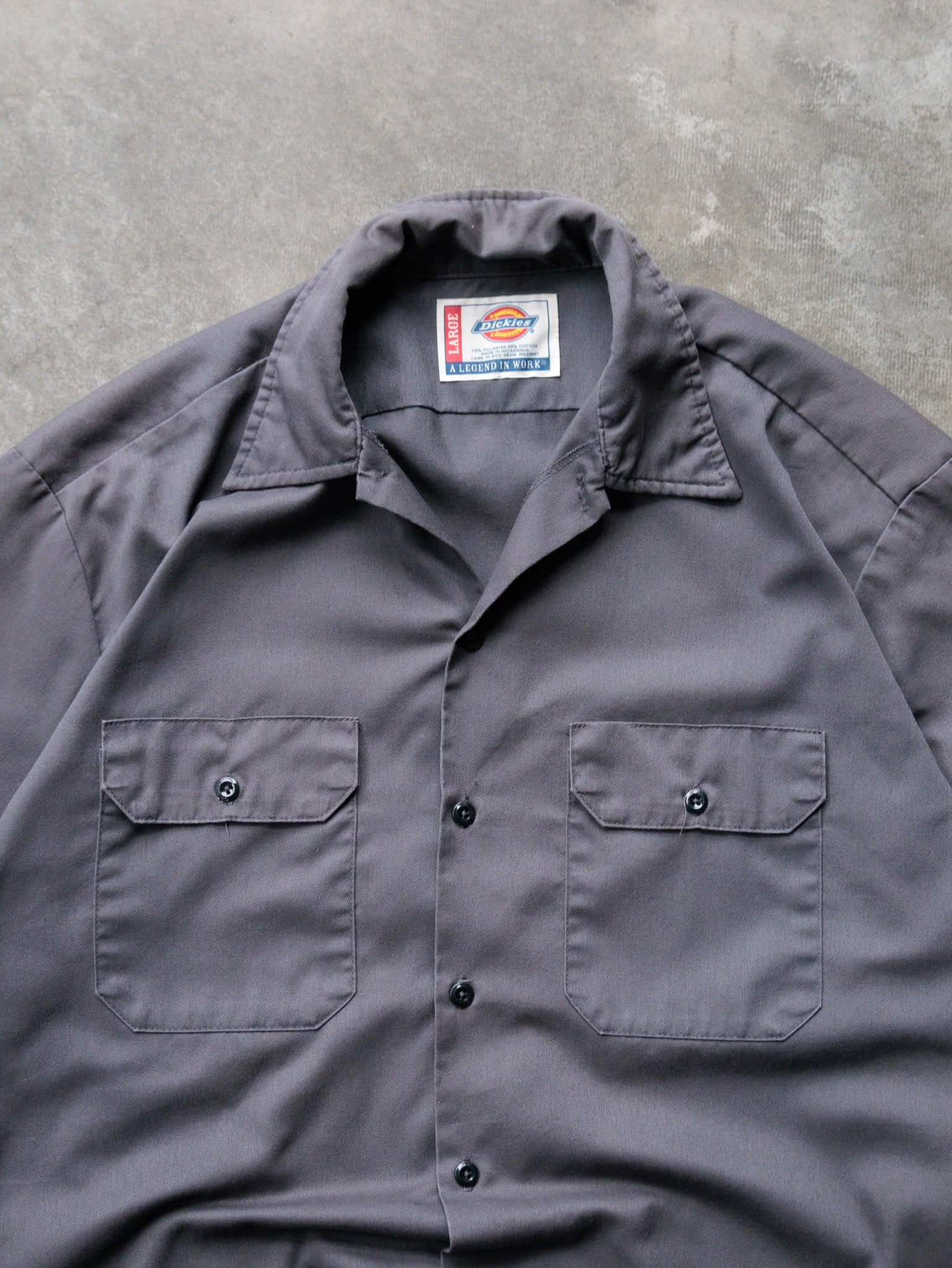 Vintage 90s Charcoal Dickies Cropped Work Shirt (L)