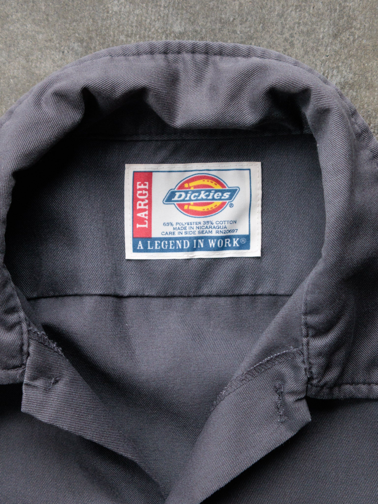 Vintage 90s Charcoal Dickies Cropped Work Shirt (L)