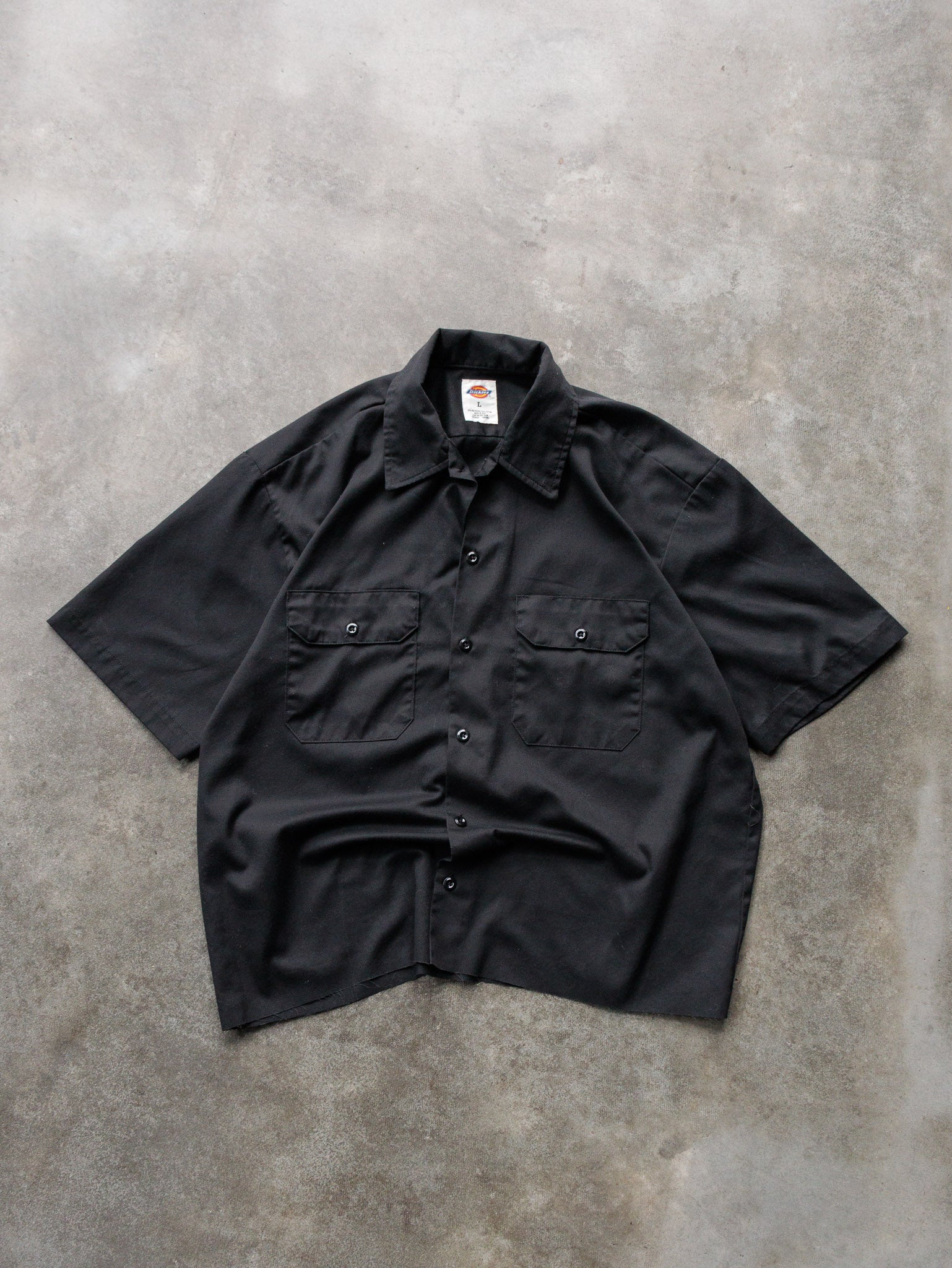 Vintage 00s Black Dickies Cropped Work Shirt (L)