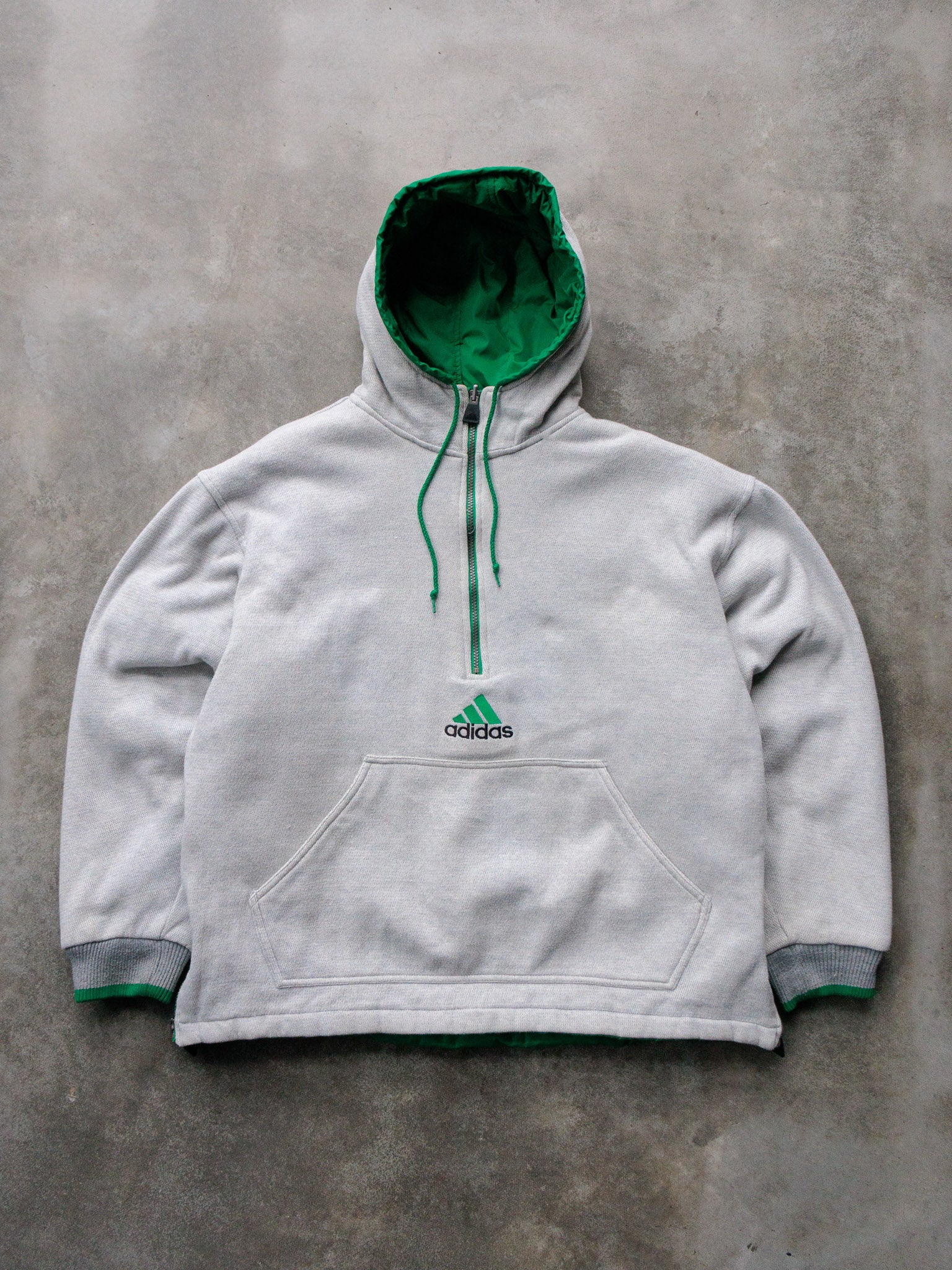 Vintage 90s Reversible Adidas Half-Zip Quilted Reversible Jacket (XL)