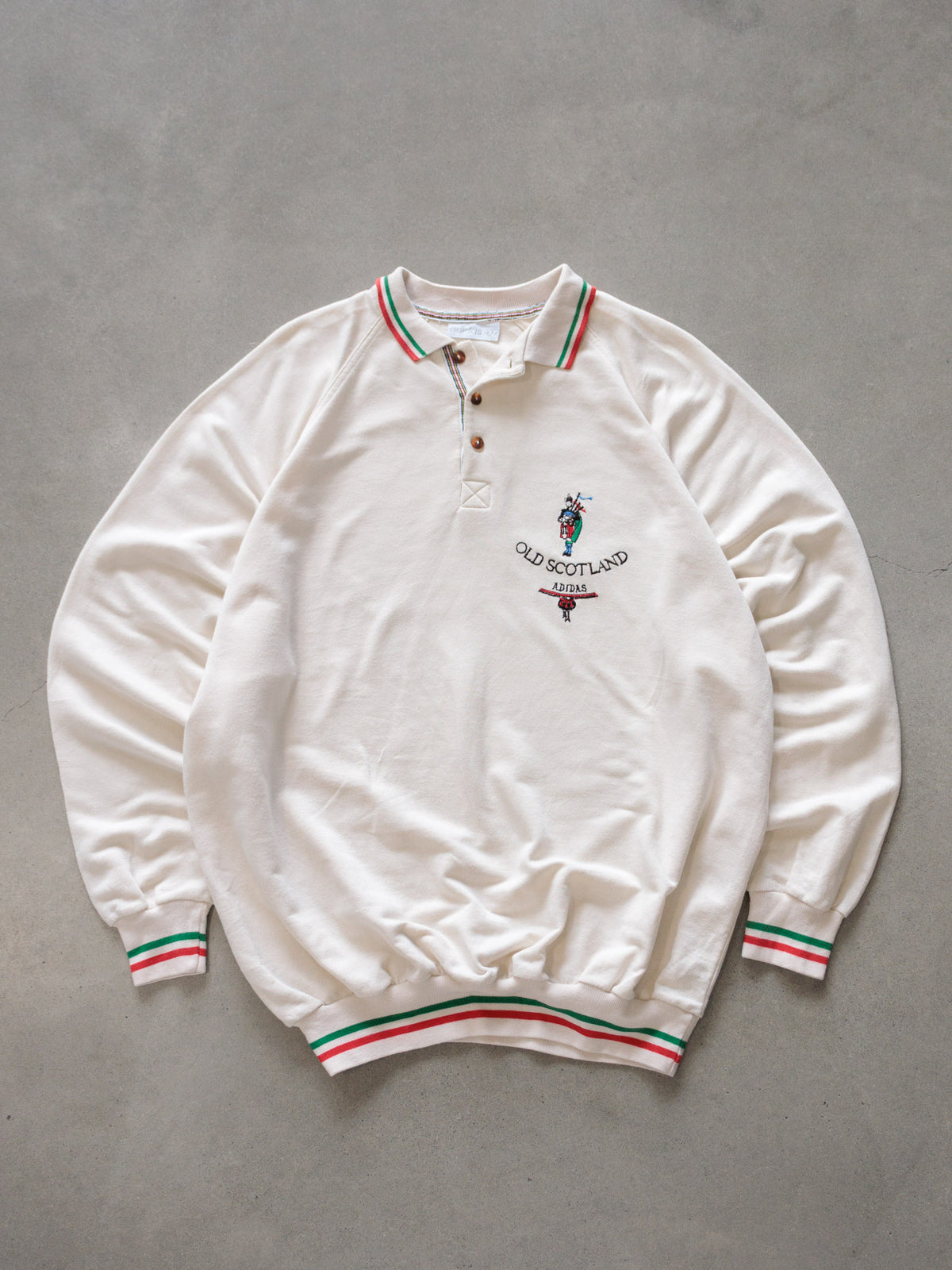 Vintage 90s White Adidas Old Scotland Long Sleeve Polo Shirt (-)